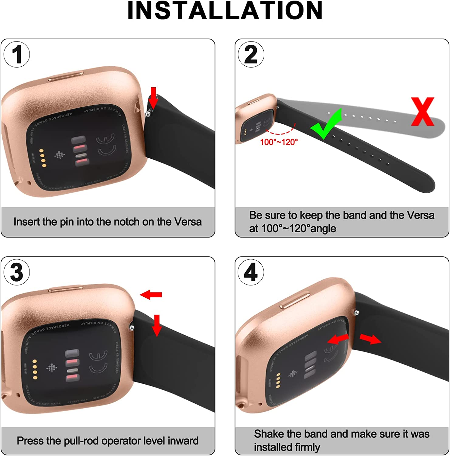 [4 Pack] Silicone Bands for Fitbit Versa 2 Bands, Fitbit Versa Band,Versa Lite/Se Band, Soft Adjustable Sport Replacement Wristbands Women/Men for Fitbit Versa 2 / Fitbit Versa/Versa Lite/Versa SE image number 4