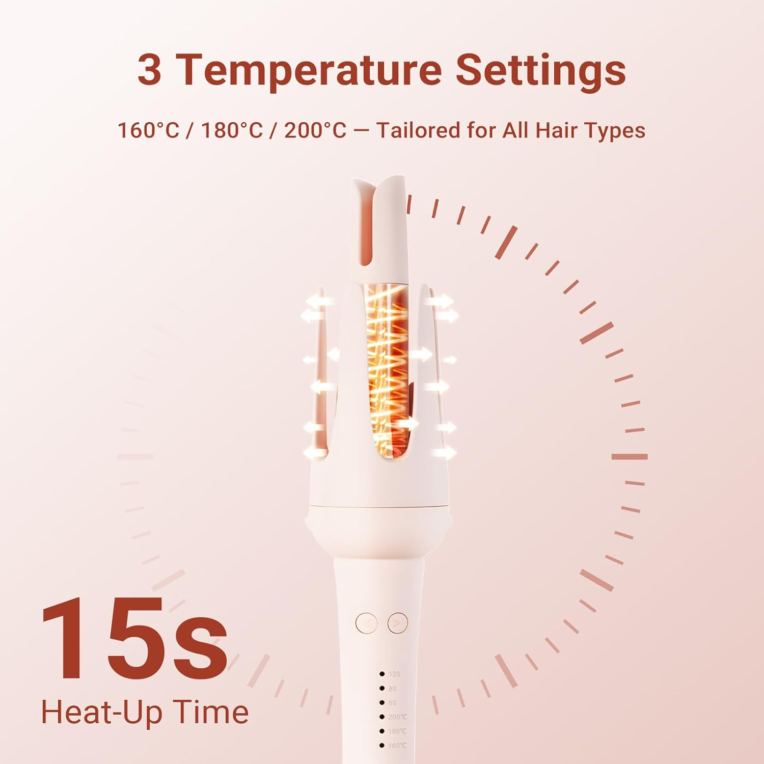 LIWEGHT 5 in 1 Automatic Curling Iron,Curling Wand Set with Hair Straightener Brush 3 Interchangeable Ceramic Wand(28/32/40Mm) and Double Barrel Waver,Instant Heat Up,With 3 Temp & Timer image number 4