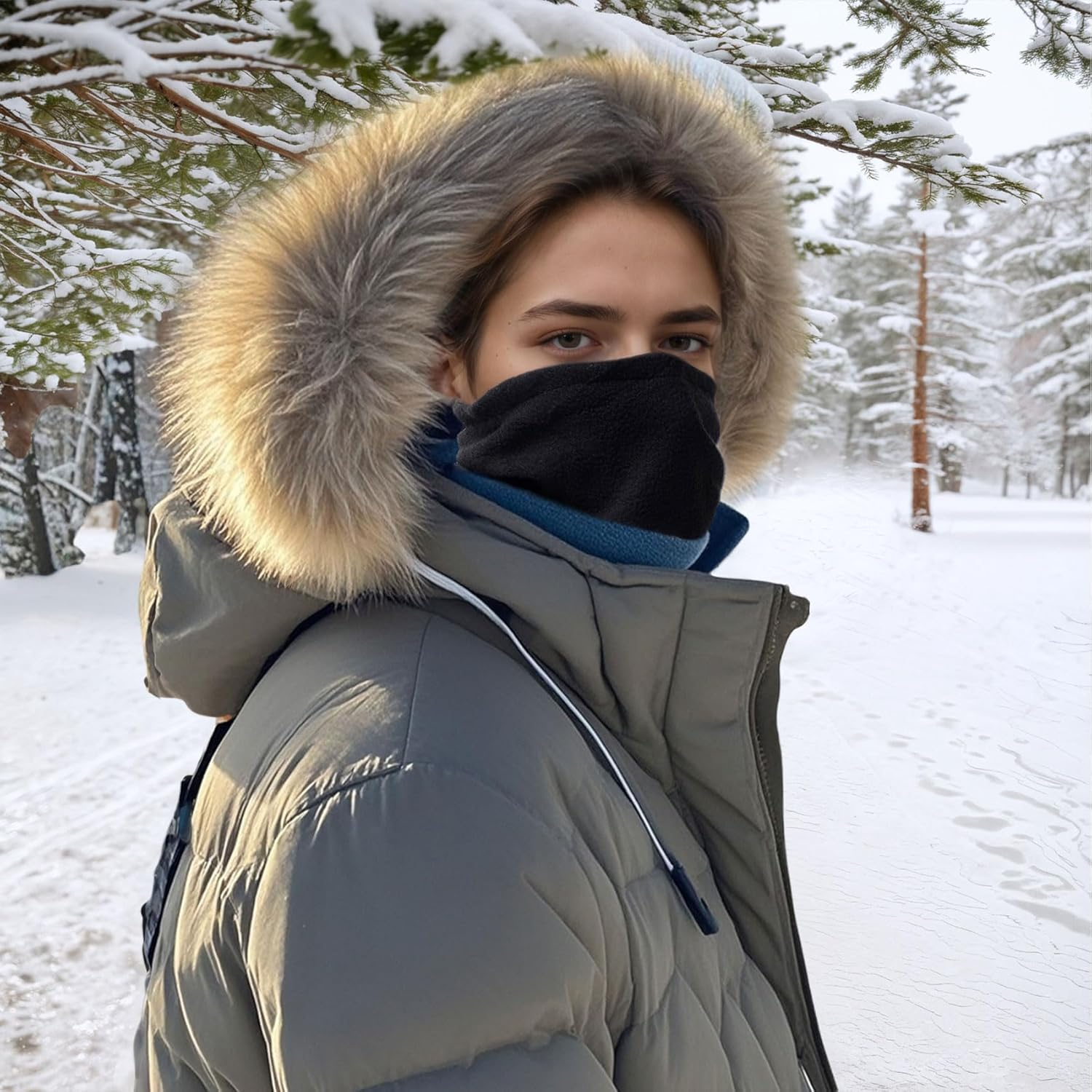 4Pcs Winter Neck Warmer Ski Face Mask Neck Gaiter Fleece Windproof Face Mask Cover for Men Women Warm Scarf image number 6