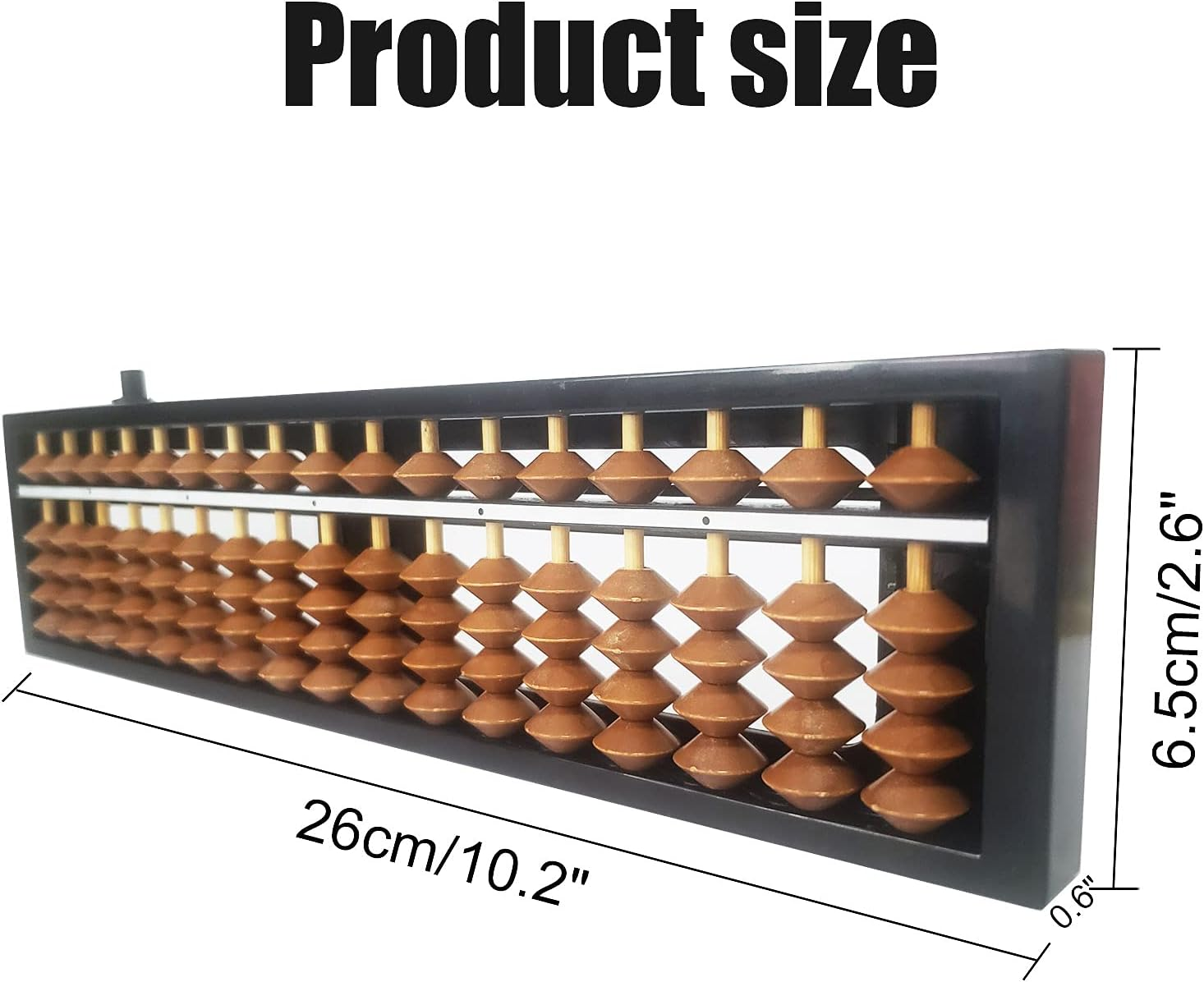 Digit Standard Abacus Soroban Professional 17 Column (10.2 Inch) Math Abacus, Math Calculating Tool with Reset Button for Adults Kids (Brown) image number 6