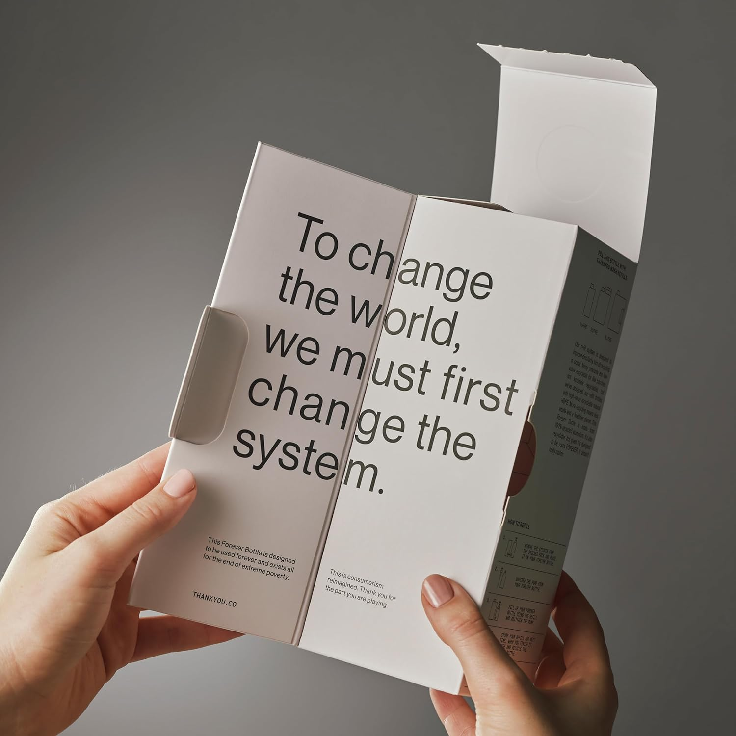 Thankyou Forever Bottle, White Aluminium. 500Ml 1X Empty Refillable Bottle with Pump image number 3