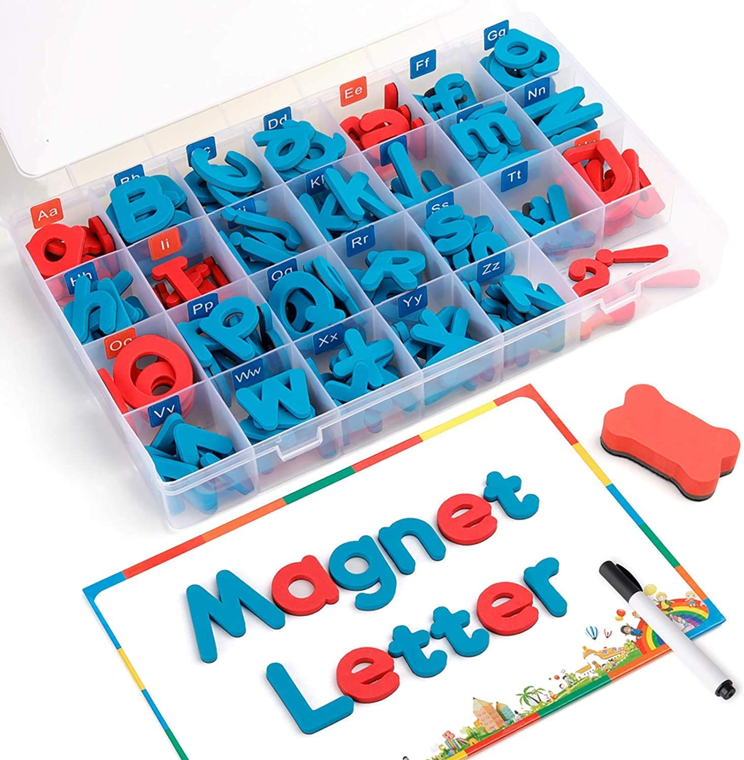Alphabet Letters 208 Pcs with Writing Board and Storage Box - Uppercase Lowercase Foam Alphabet ABC for Fridge Refrigerator - Educational Toy Set for Classroom Kids Learning Spelling image number 6