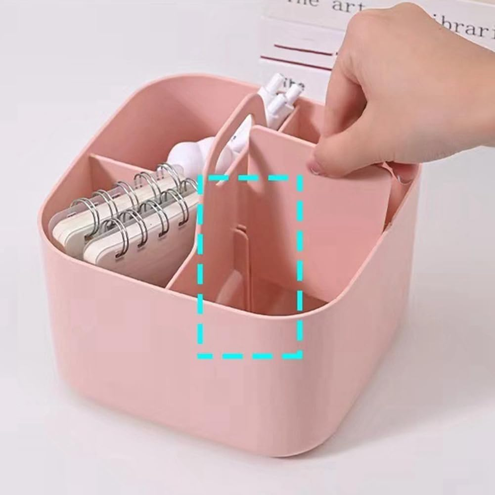 Veumoie 2-Pack Blue Plastic Organizers with Handle, Stackable, Art & Makeup Storage image number 2