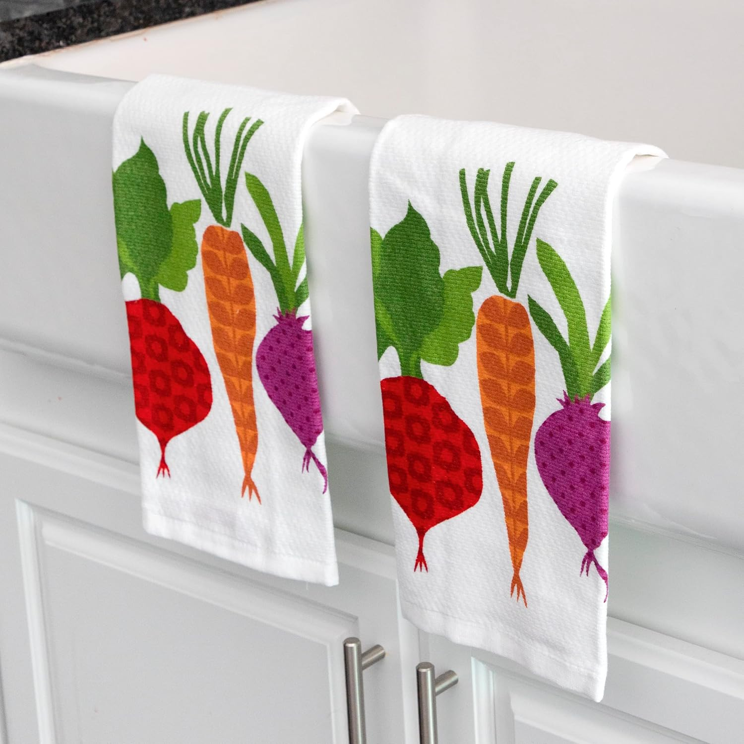 T-Fal Textiles 62445 2-Pack Veggie Print Dual Sided Woven Weave Cotton Kitchen Dish Towel image number 1