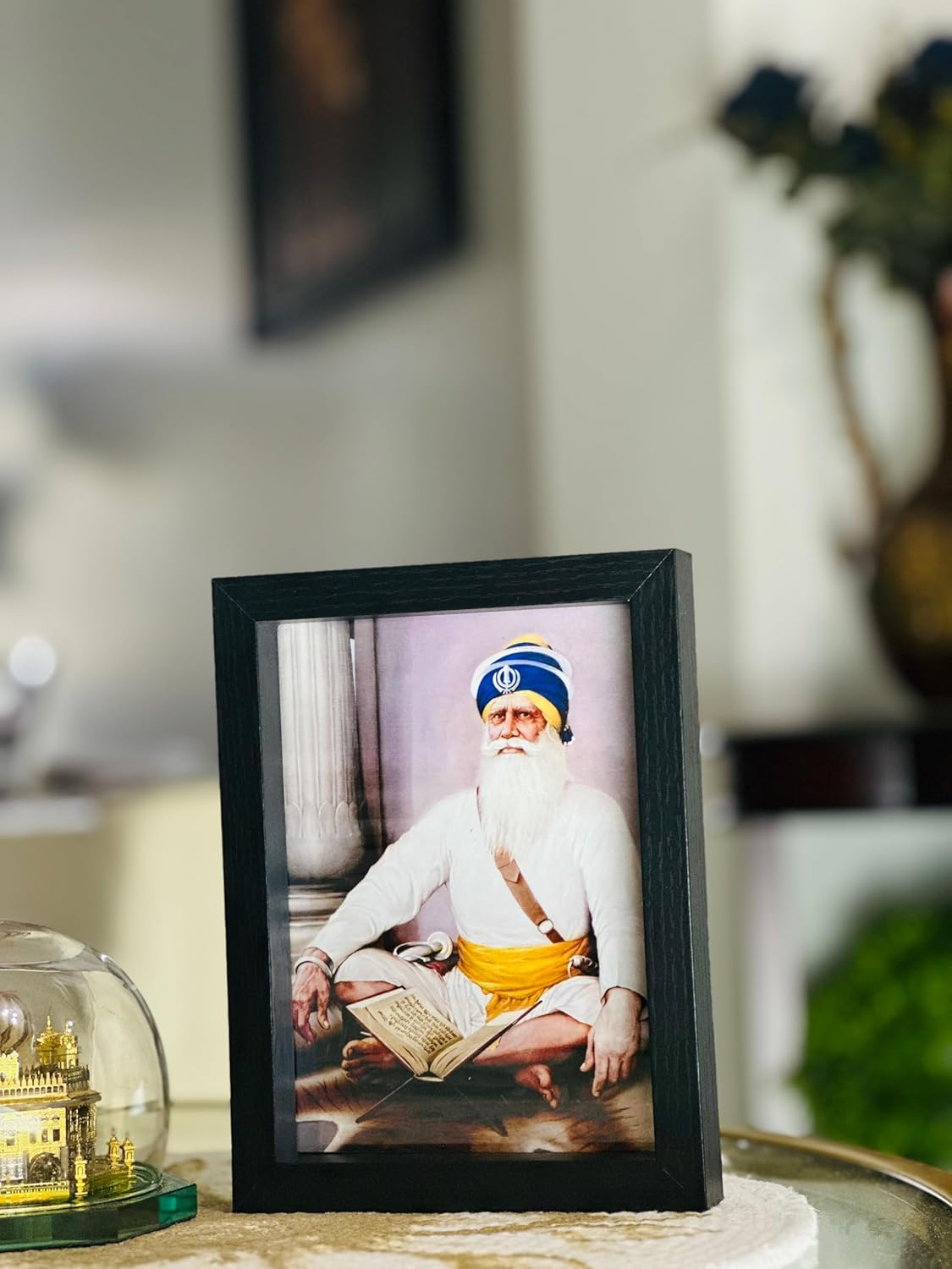 All Sikh God Picture Wall Frame (5 X 7 Inches) Guru Gobind Singh Ji Photo with Frame Nanak Dev Baba Deep Singhji Photo Frame Wall Hanging Tabletop Sikh God Photo Frame Hanging Visakhi Diwali Gift