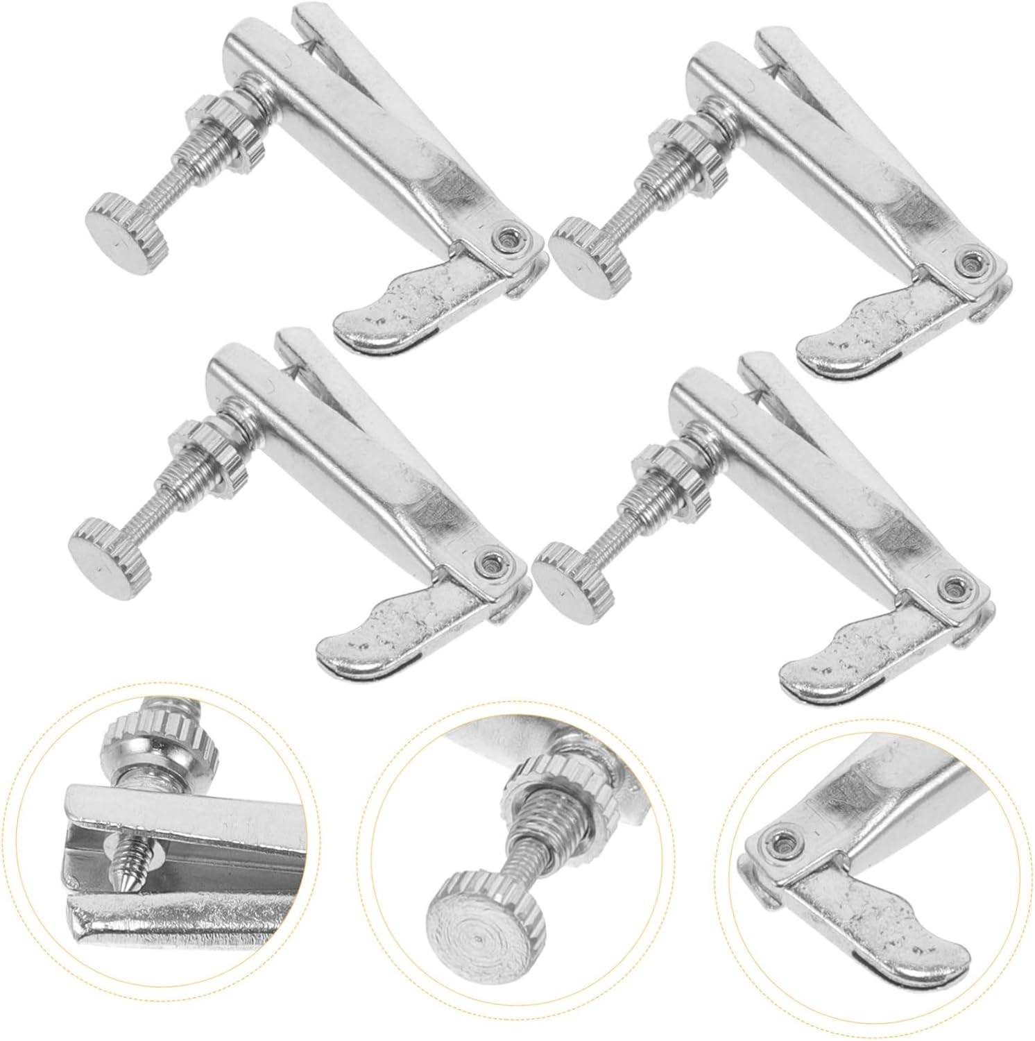 VICASKY 4Pcs Violin Fine String Adjuster Zinc Alloy Silver for 3/4 4/4 Violin Easy Adjustment Professional Performance image number 4