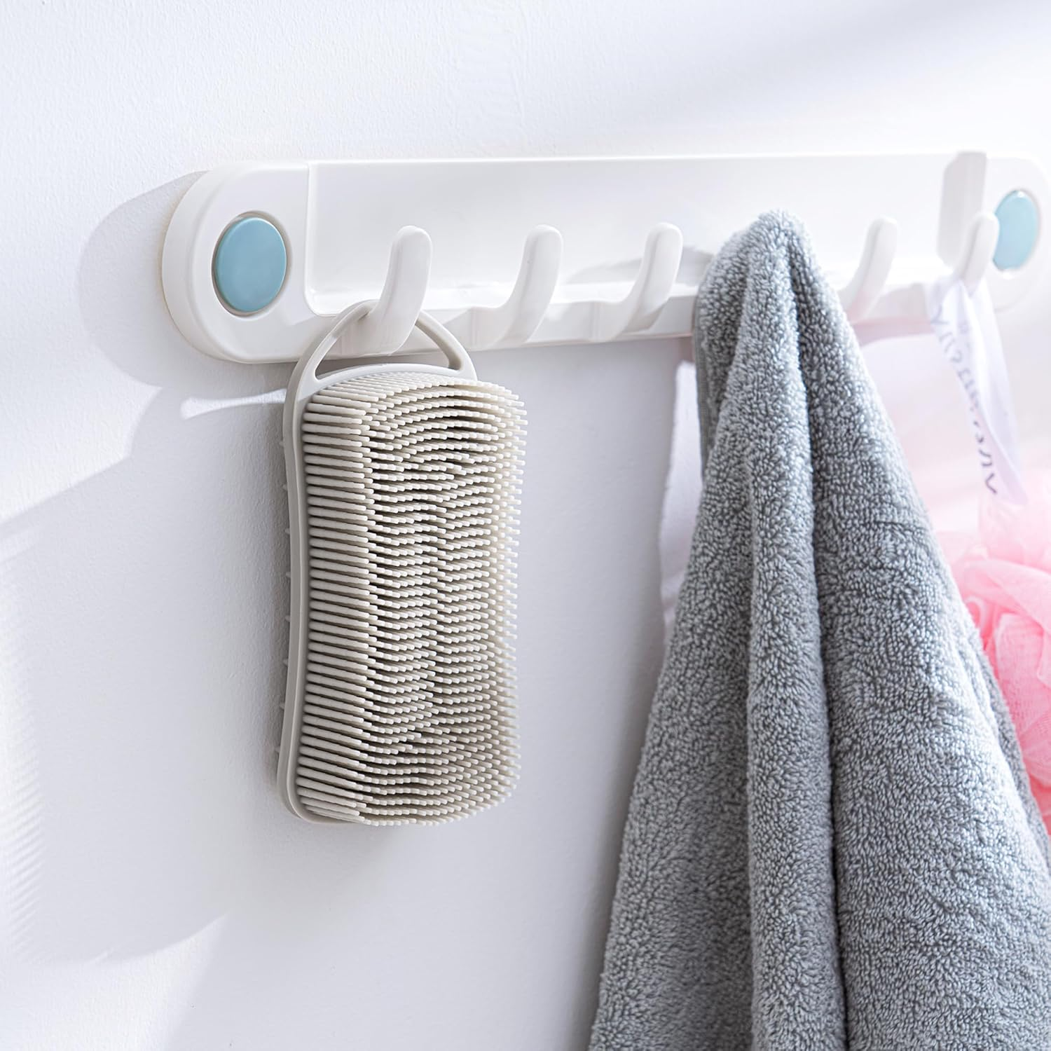 YEADMAL Dual-Use Silicone Body Scrubber with Scalp Massage Shampoo Brush Exfoliating Bath Body Brush Gentle Silicone Shower Scrubber, Lather Well for Shower Gel/Soap/Body Wash (Gray) - Gray image number 2