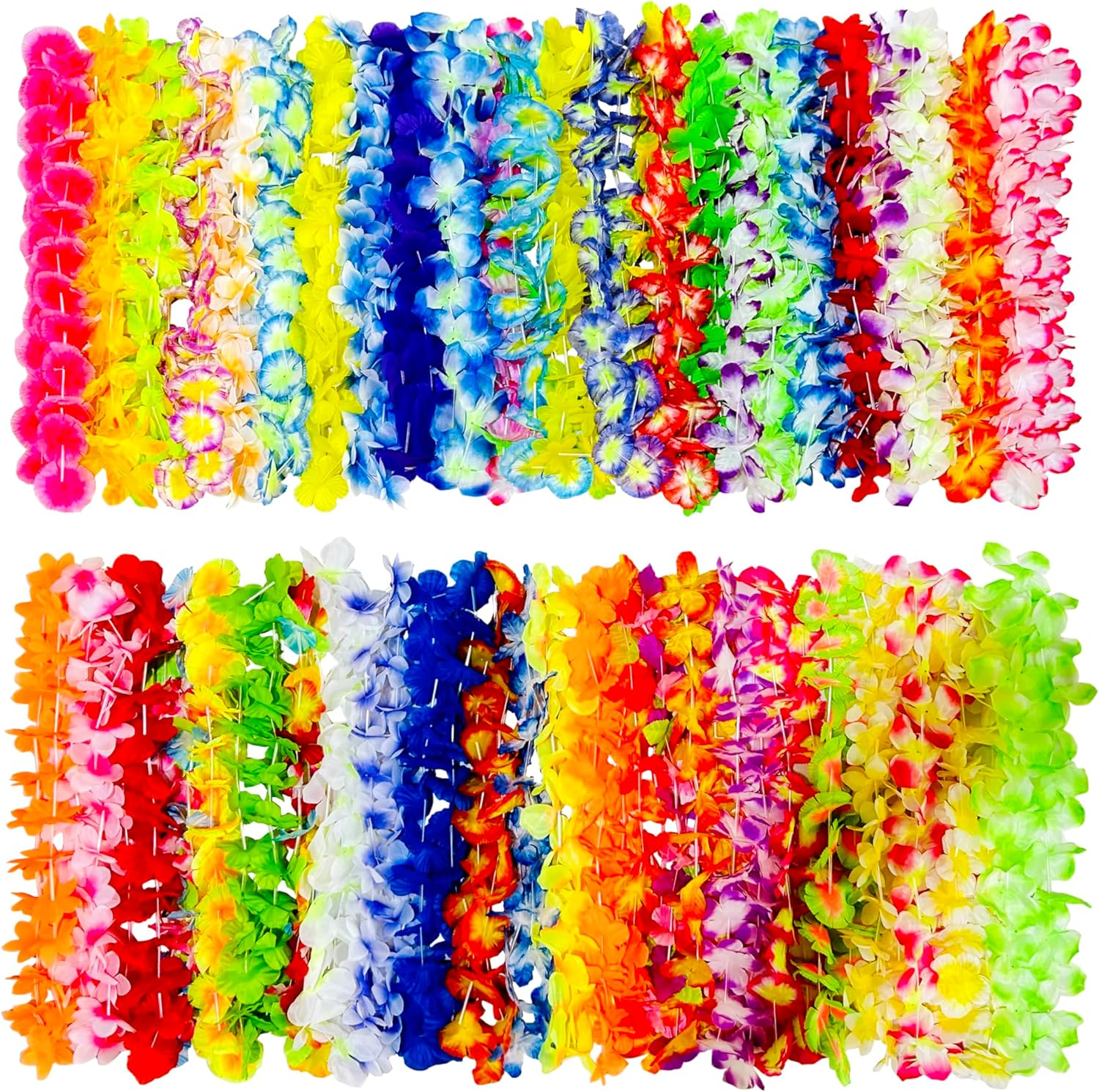 Gooduping 50 PCS Hawaiian Leis Luau Party Decorations Tropical Party Favors Lei Hawaiian Flower Hair Clip,Headbands and Wristbands Perfect for Your Hawaii Luaus Party. image number 5