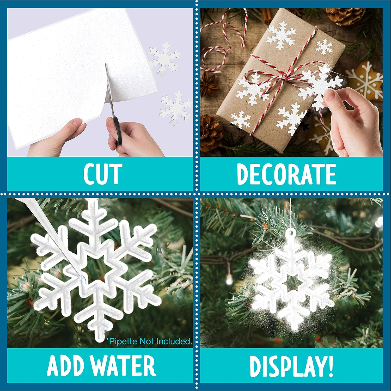 Creative Kids Snow Paper Starter Pack - 3 Sheets Craft Paper for Kids - Magic Paper Turns to Snow - Just Add Water - Christmas Kids Crafts Project image number 3