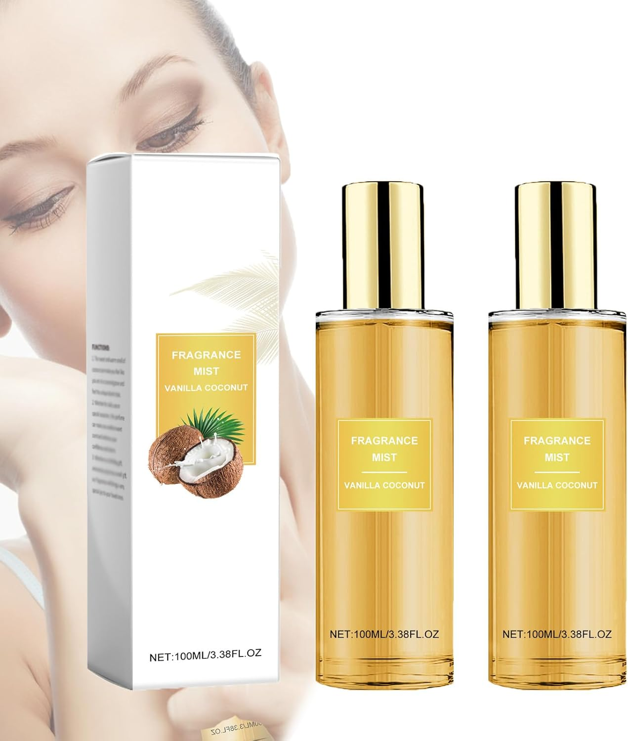 Vanilla Coconut Fragrance Mist,Vanilla Body for Women Spray,Women'S Fragrances,Long Lasting Fresh Scent,Infused with Essential Oil,Sheer Body Mist - Body Spray,Hair and Clothing Perfume (1 PCS)