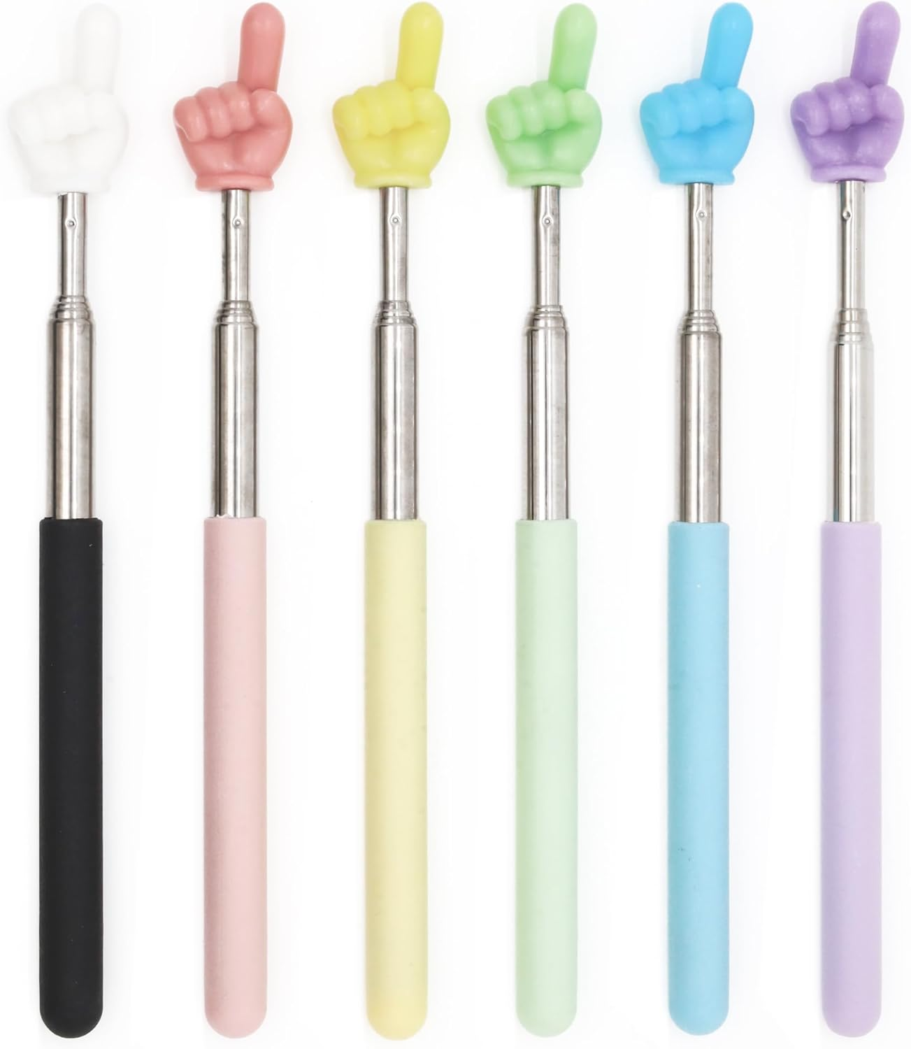 6 Pcs Telescopic Teachers Pointer, Hand Pointer Finger Pointer Stick, Retractable Classroom Whiteboard Pointer, Pointing Finger for Elementary School and High School Teaching Tools