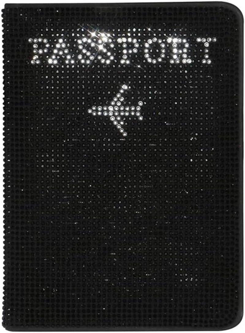 MYHOBBY Shiny Rhinestone Passport Holder Cover Wallet Case Travel Essentials Passport and Vaccine Card Holder,Vacation Travel Accessories for Men Women,Pink