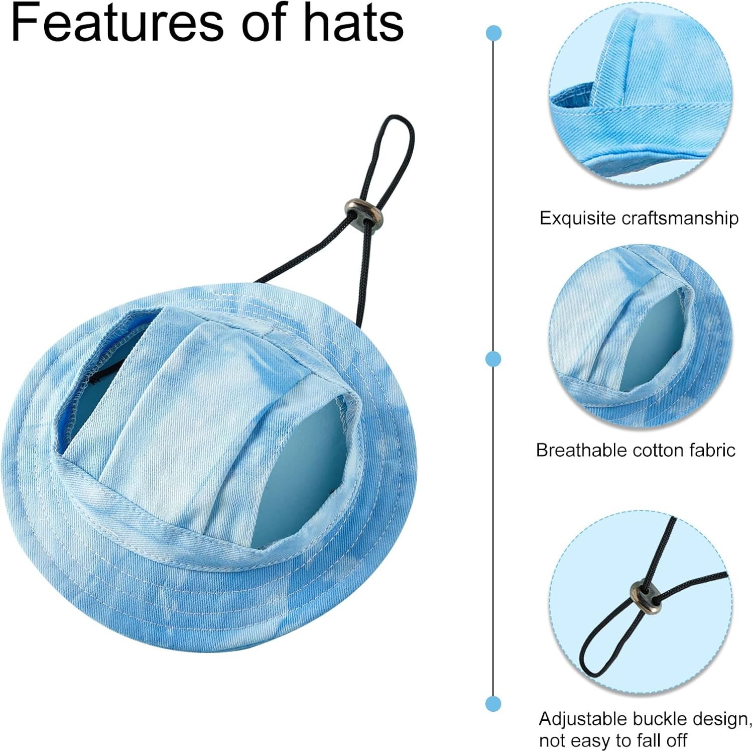 TYXHXTF Dog Baseball Cap, Outdoor Sun Protection, Visor Cap with Ear Holes, Blue, M image number 5
