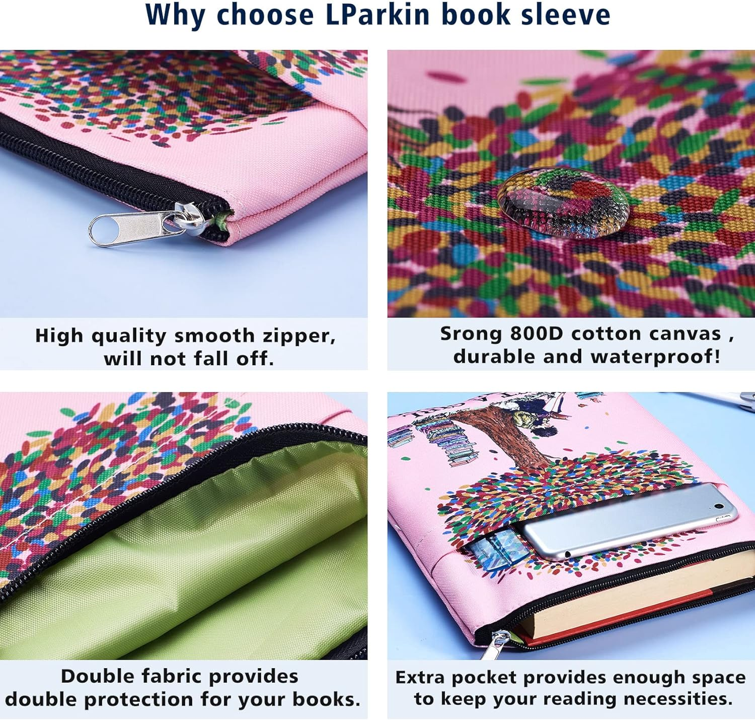 Just a Girl Who Loves Books, Book Sleeve with Zipper,Book Nerd Gifts, 11X8.5 Inch, Washable Fabric