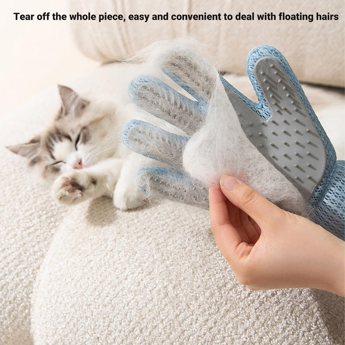 AIMALL Pet Grooming Glove, Enhanced Silicone Hair Removal Brush for Cats and Dogs, Durable Dog Bathing Massage Comb, Scratch and Bite Resistant - 6.29X4.33X9.44 Inches image number 4