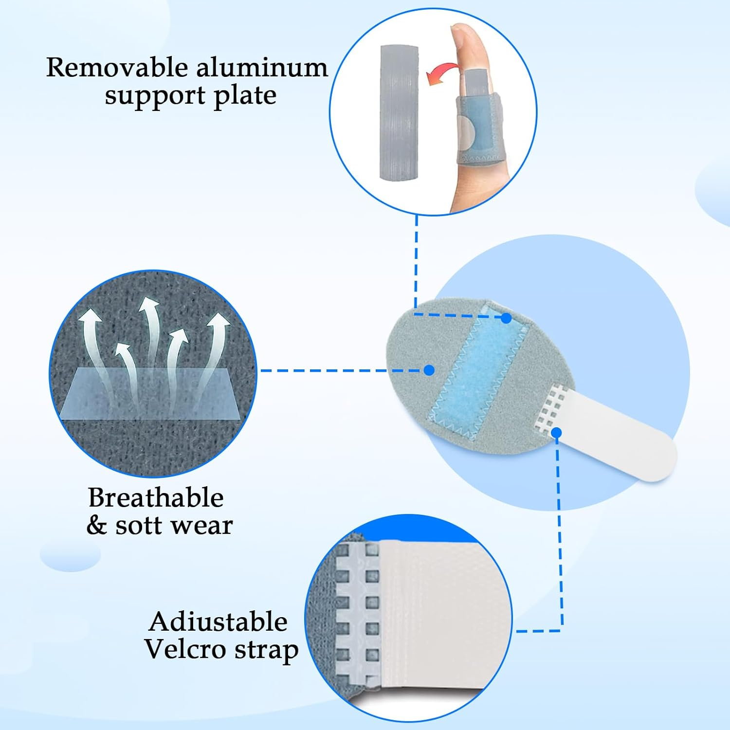 5 Pack Finger Splint Finger Splint, Adjustable Fingers Splints Fingers Stabilizer Finger Support, Finger Straightener Hand Splint Stabilizer for Broken Fingers Arthritis image number 1