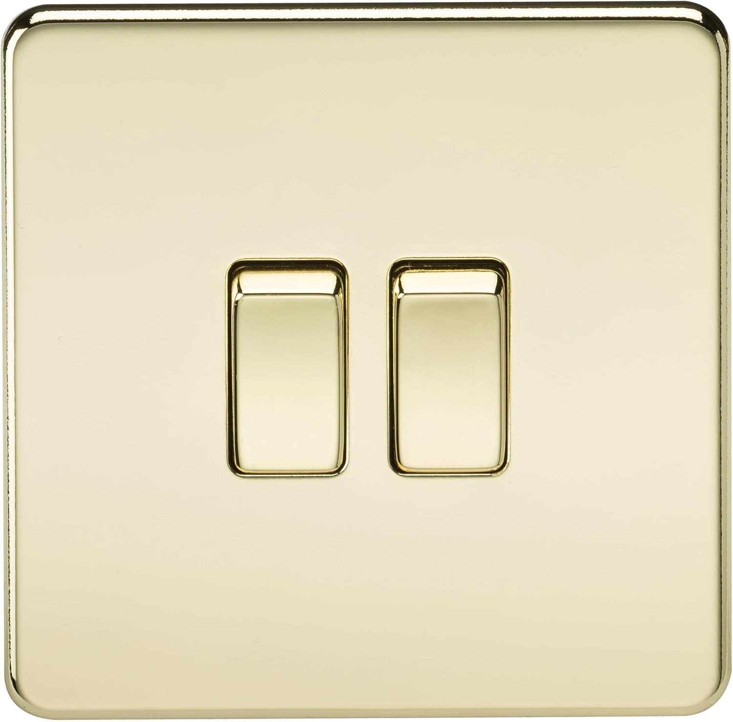 Knightsbridge SF3000PB Screwless 10 a 2-Gang 2 Way Switch, Polished Brass