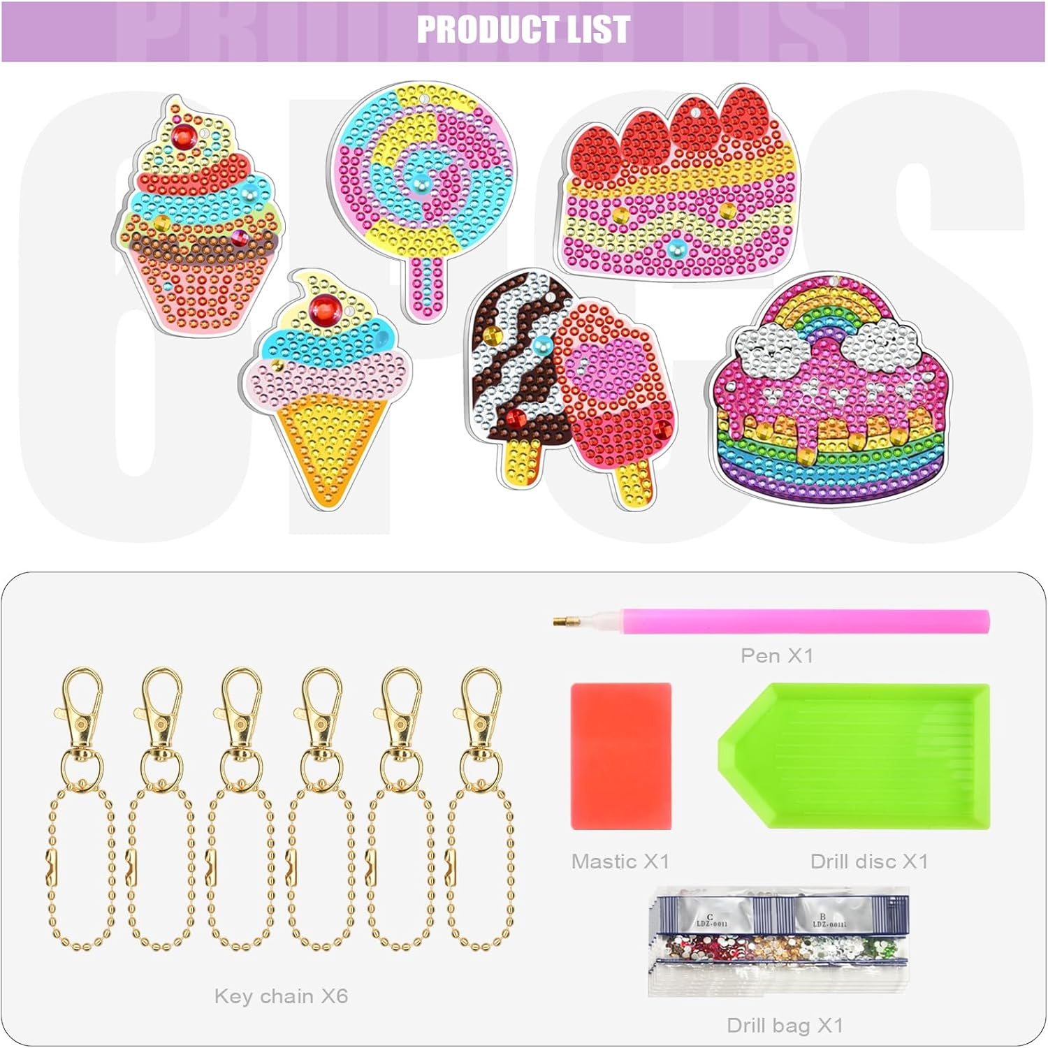 MATHARAGO Diamond Art for Kids 6 Pcs DIY Diamond Painting Cartoon Keyrings Set, Painting by Number Gem Keychains Craft Kits for Kids Ages 6-12, Gifts for Birthday, Back to School - 24-Marvel image number 6