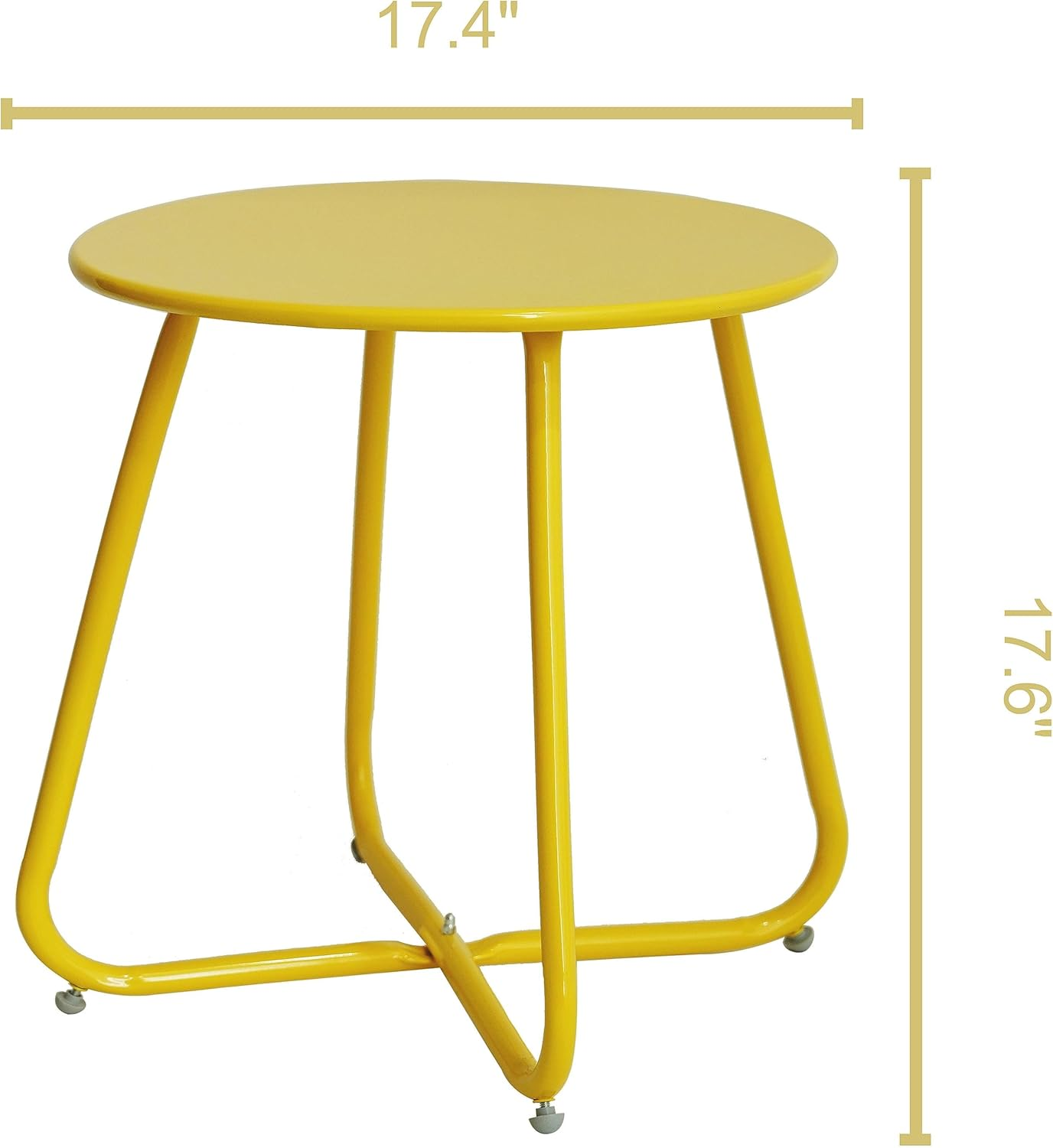 Elevon Weather Resistant Outdoor 17.5&rdquo; round End Accent Table for Bistro Balcony, Yellow