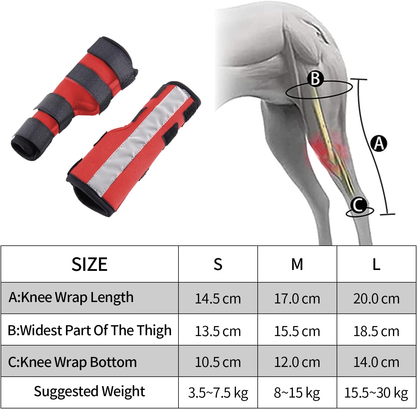 NACOCO Dog Leg Brace- Pair of Dog Canine Leg Wrap with Safety Reflective Straps Protects Wounds Brace Heals and Prevents Injuries and Sprains (Small) image number 5