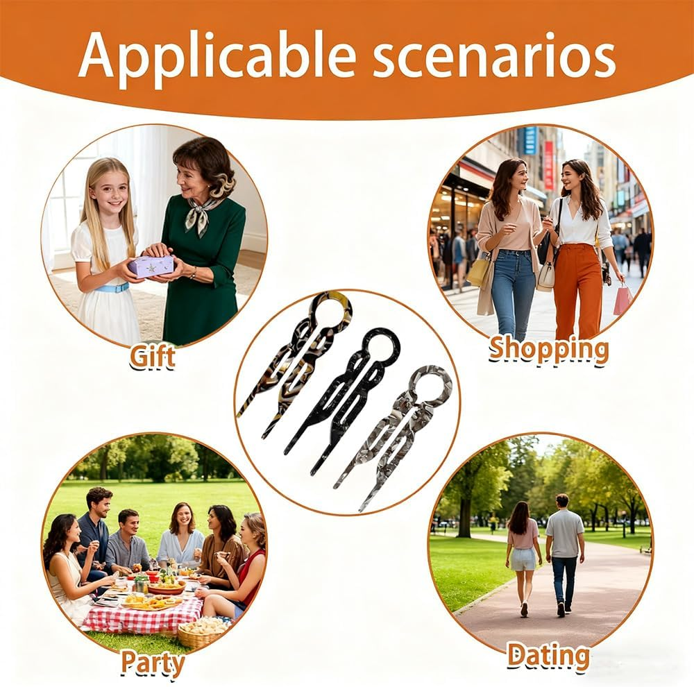 French Hair Pin, U Shaped Prestige Hair Pins, Attractive & Durable Hairpins for Women, Suitable for Most Hairstyles like Long & Curly Hair (3 Colors) image number 2