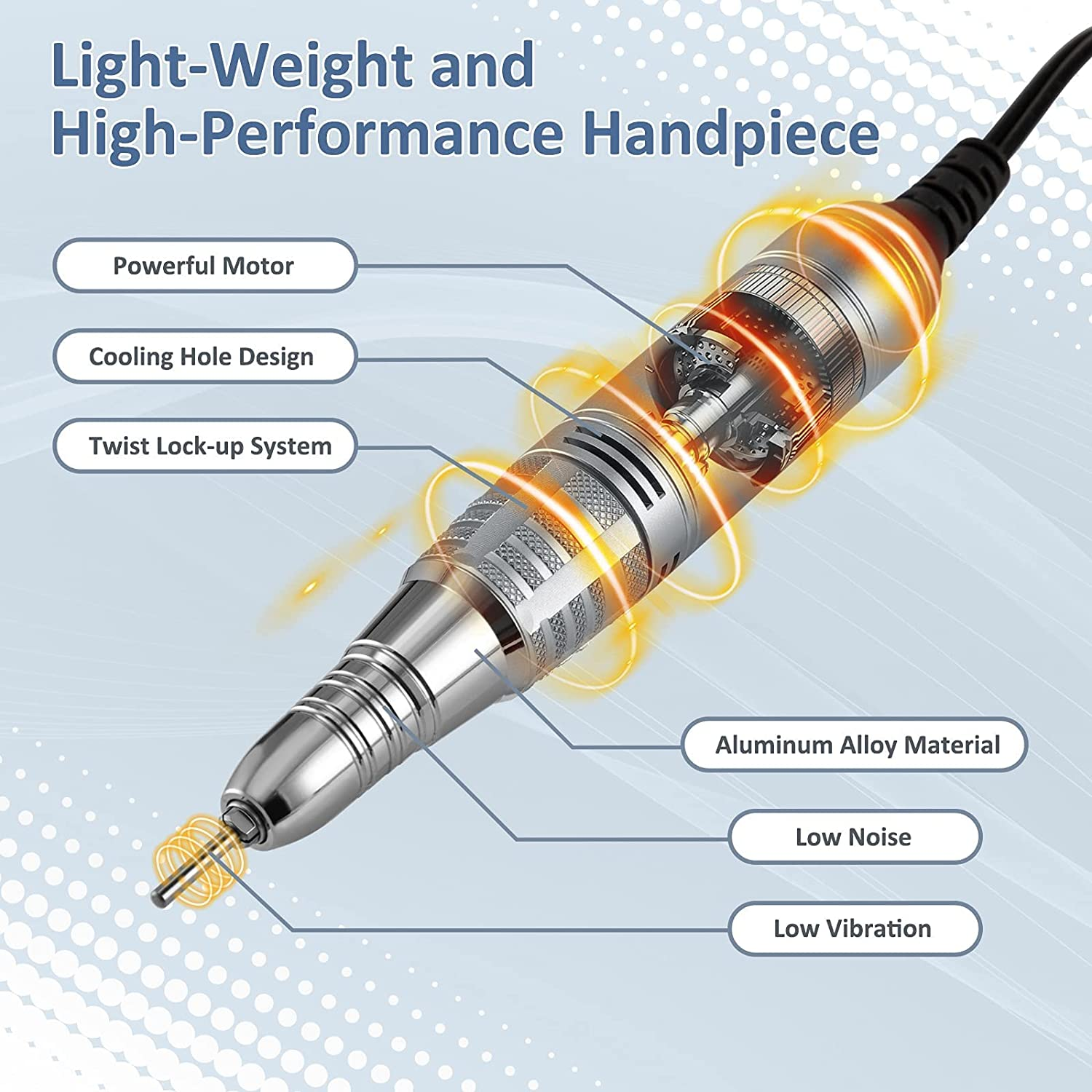 Professional Nail Drill Machine, Madenia Electric Nail File for Acrylic Gel Nails, with Touch-Sensitive Control and LCD Screen, 35000RPM (JMD-108 Gray)