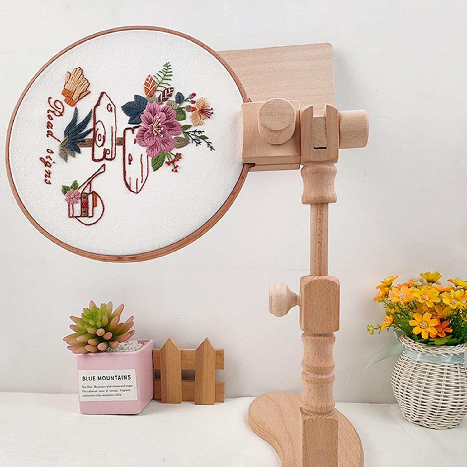 Fantasyday Embroidery Stand, Adjustable Embroidery Hoop Holder, Cross Stitch Stand with 1PCS Embroidery Hoops image number 3
