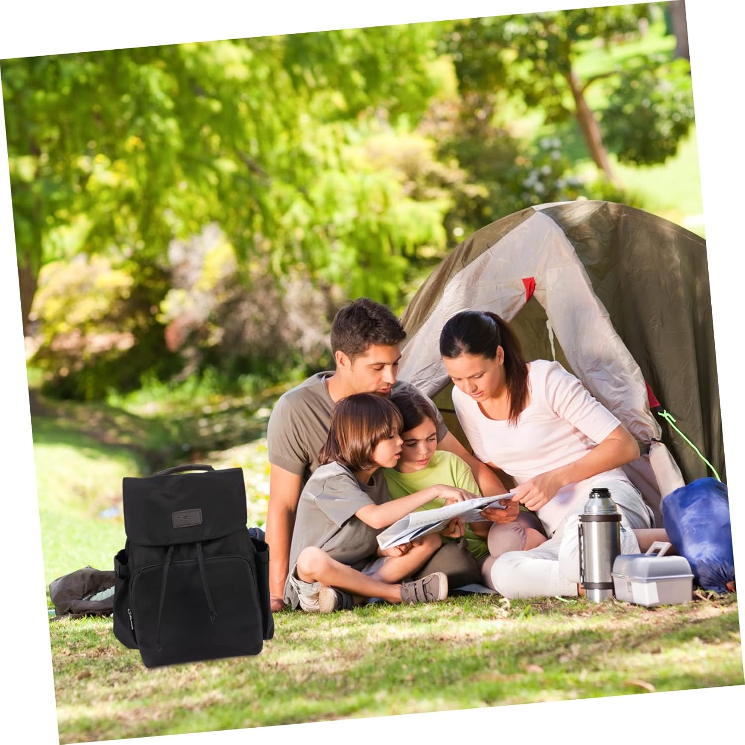 Mummy Bag Diaper Backpack Drawstring Closure Wet Dry Separation for Travel image number 2