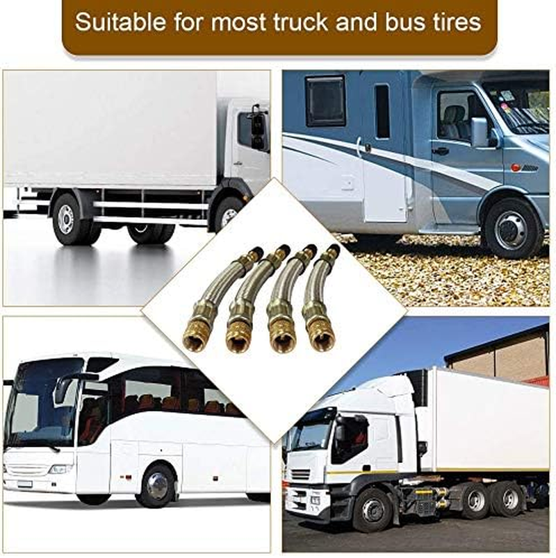 Ianulus Valve Extension, 4 Pieces Tyre Valve Extenders Adapter, Extension Tire Valve Adaptor with 2 Clamps for Heavy Vehicle Tire Wheel like Camper, Truck, Bus, Rv Car, Trailer (18Cm/7.08Inch) image number 1