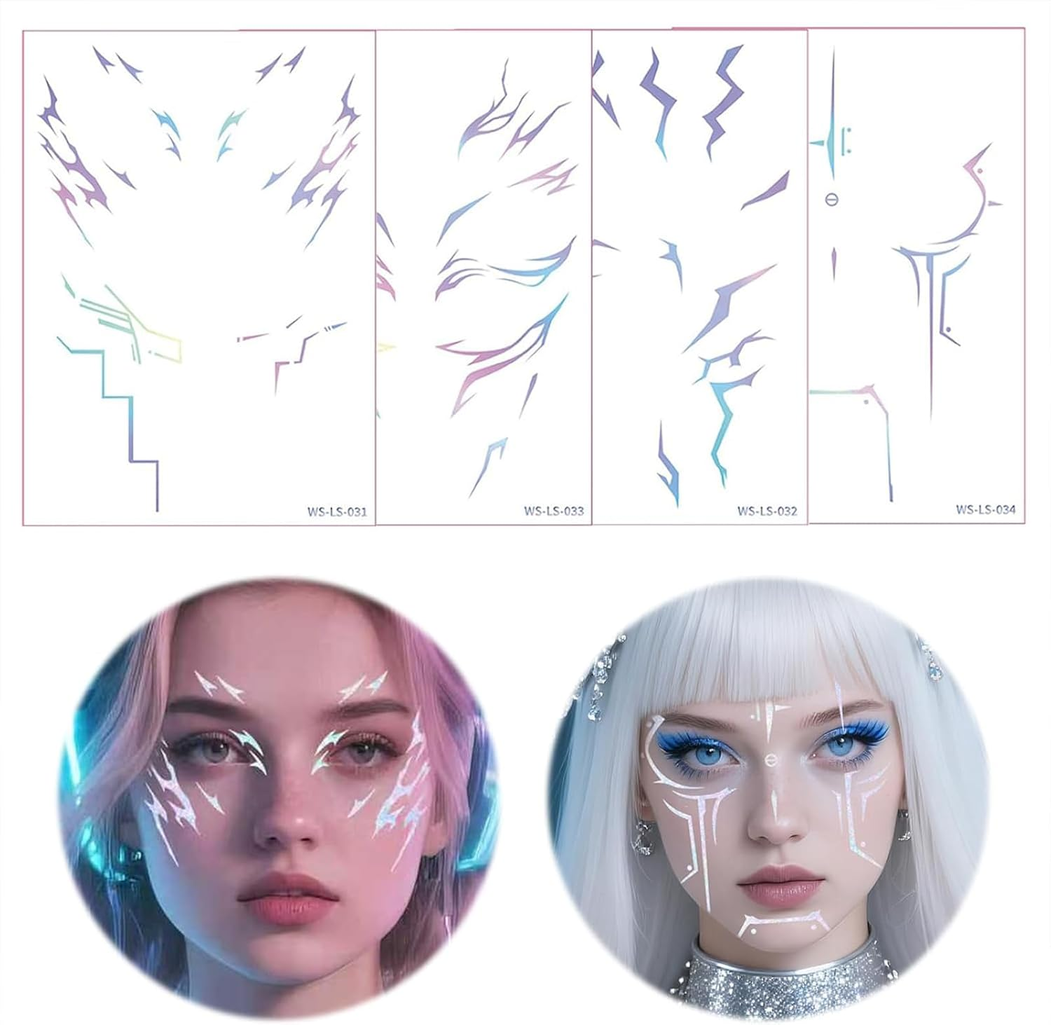 4 Sheets Rumi Stickers, Full Body Temporary Tattoos Set, Waterproof Fake Tattoos for Arm Neck Leg, Cosplay Costume Party Accessories (Type 1) image number 5