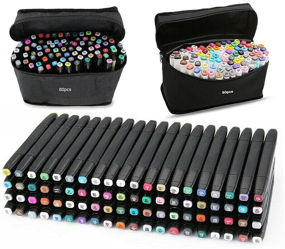 Costcom 80PCS Dual Head Black Marker Pen Set with 80 Colors, Double Markers, Ideal for Sketching, Drawing, Crafting image number 4