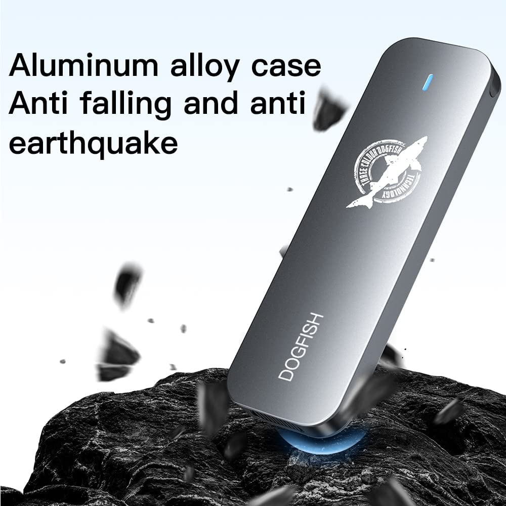 Dogfish Portable External SSD 512GB 2242/2260/2280 Ngff Grey Metal USB 3.1 Type-C Ultra-Light Mini Breathable Portable Solid State Drive for Mac/Windows/Android/Linux（Up to 6Gbps,With LED Indicator） image number 1