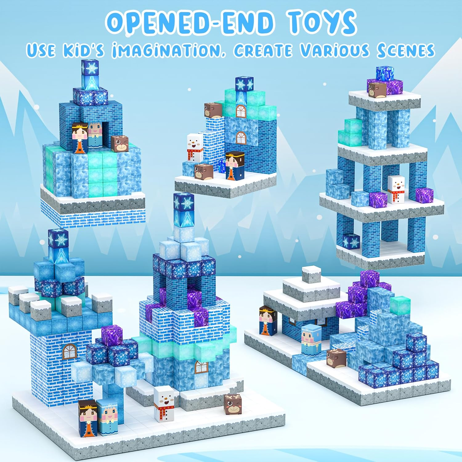 150PCS Magnetic Blocks Frozen Toys, Magnetic Building Blocks Cubes Tiles, STEM Sensory Outdoor Toys for Kids Toddlers Boys Girls Ages 3 4 5 6 7 8 Easter Birthday Gifts image number 5