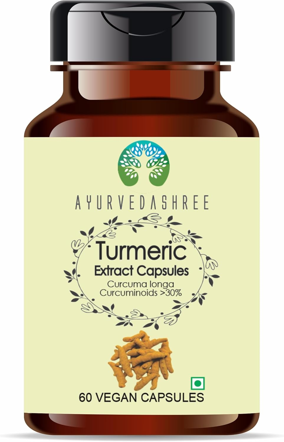 Turmeric Extract 500Mg - 60 Vegetarian Capsules | Haldi Extract | Curcuma Longa | All Natural | 100% Vegan | Gluten-Free | GMP Certified. image number 2