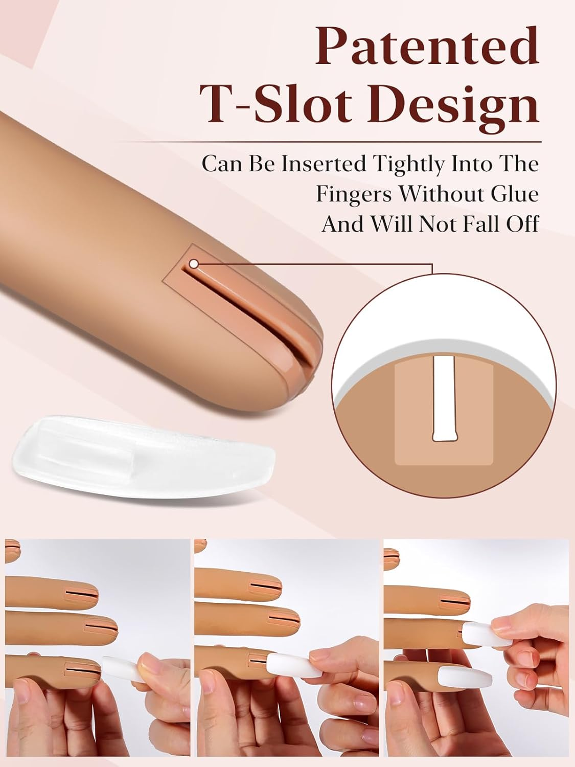 Adonafy Practice Hand for Acrylic Nails - Silicone Nail Practice Hand - Flexible Nail Hand Practice Model for Professional Beginners - Bendable Fake Hand for Salons Home DIY Nail Art image number 1