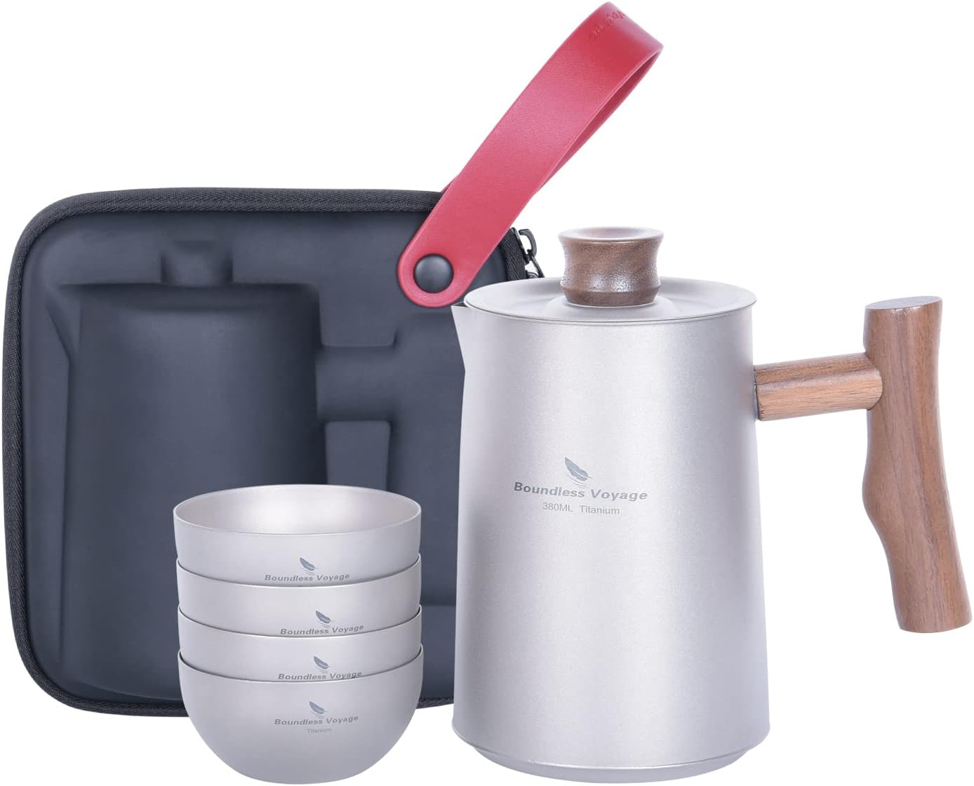 Boundless Voyage Camping Coffee Maker, Tea Kettle, Titanium Pot, Backpacking Mug, Portable Titanium Mug, Outdoor Kettle, Camping Cookware, Lightweight and Portable (Ti3117D Teapot + Cup)