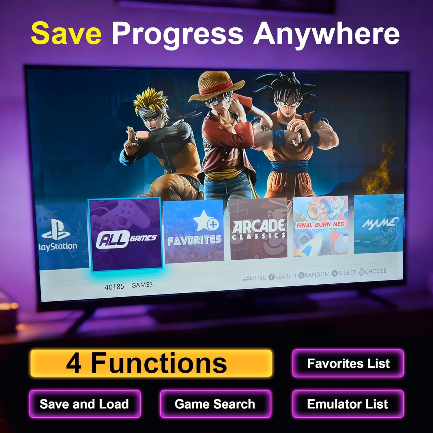 2025 Upgraded Retro Game Stick, 4K HDMI Classic Video Games, Built-In 23 Emulators, 40000+ Games, Plug and Play Video Gaming Stick with Upgrade Dual Controllers