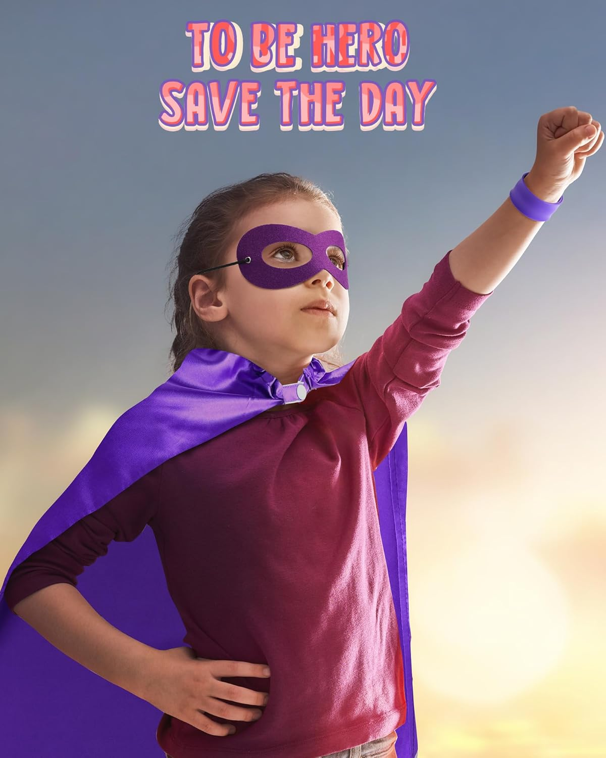 Jenaai Bulk Heroic Capes and Masks for Kids Boys Girls with Slap Bracelets Dress-Up Group Costumes Christmas Party Gifts image number 5