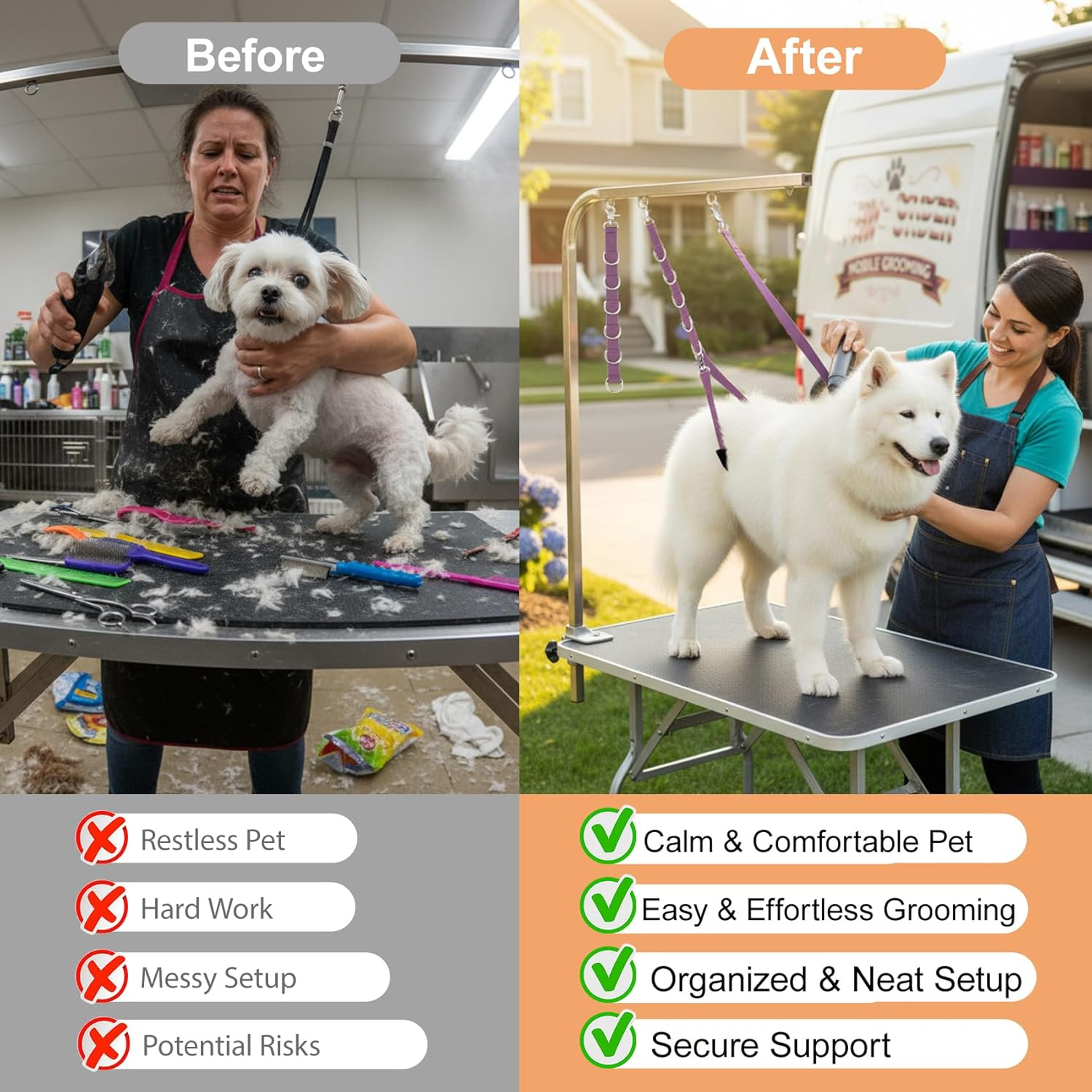 Dog Grooming Belly Straps Belly Band & Loop Extension Set - Adjustable & Comfortable Grooming Tools for Pet Grooming Tables Arms and All Dog Breeds (Gray) - Black image number 7