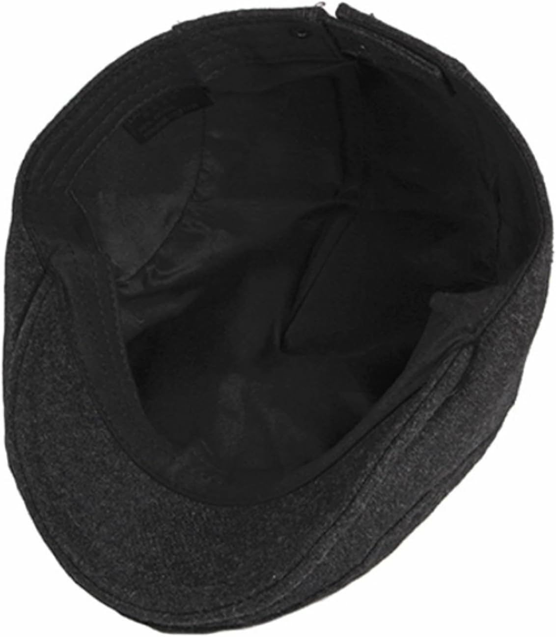 TRADERPLUS Men'S Newsboy Hat Flat Top Warm Panel Peak Beret Hat Adjustable Wool Blend Driver Hat Outdoor Winter Black image number 5