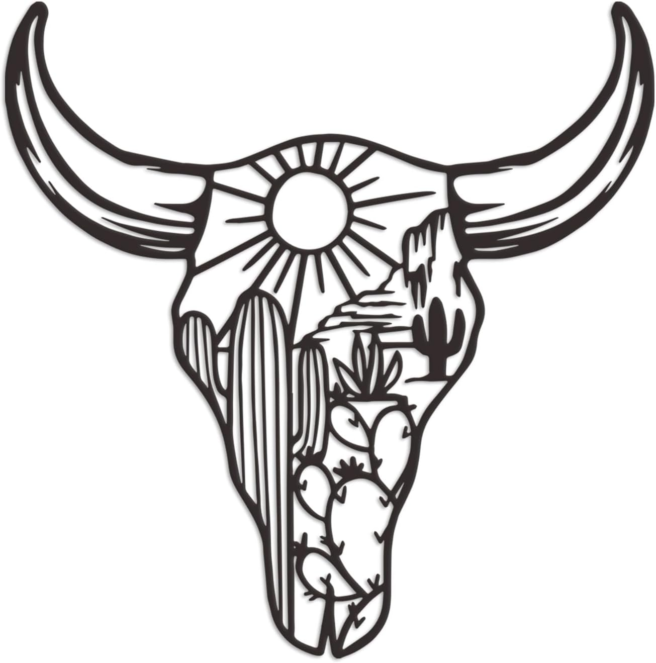 Metal Cow Skull Decor - Southwestern Native American Decor - Rustic Metal Western Wall Decor for Living Room Bedroom Kitchen Garden(12 * 12 Inch,Black) image number 3