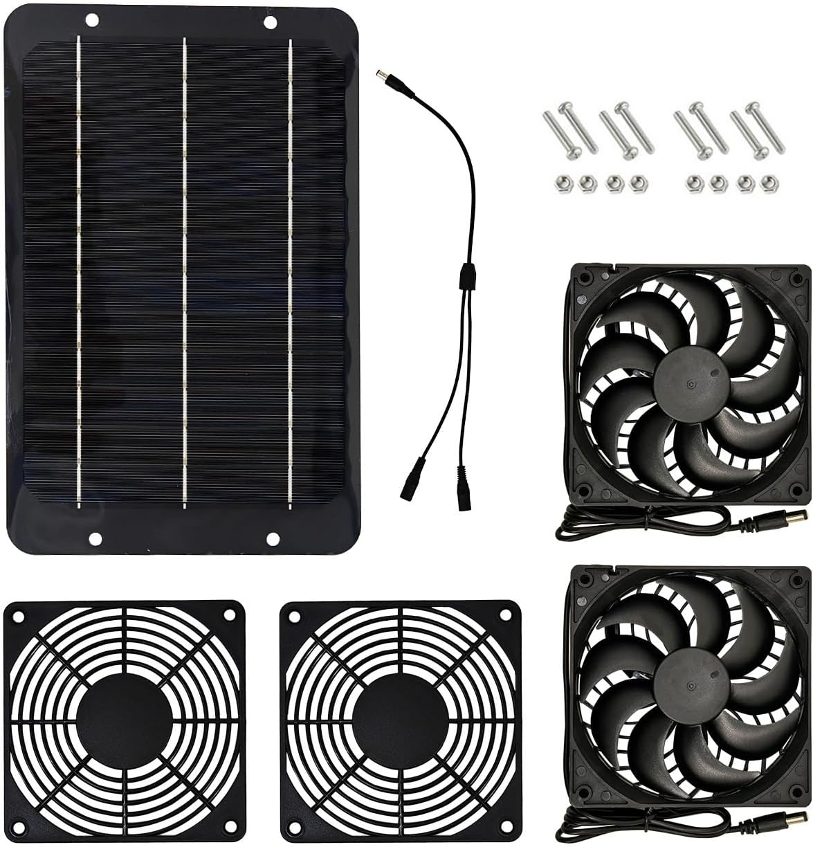 Chicken Coop Solar Fans Solar Powered Fan, 10W Solar Panel Waterproof with Dual Solar Exhaust Fan for Greenhouse, Shed, Chicken Coop, Pet Houses, Dog House, RV image number 6