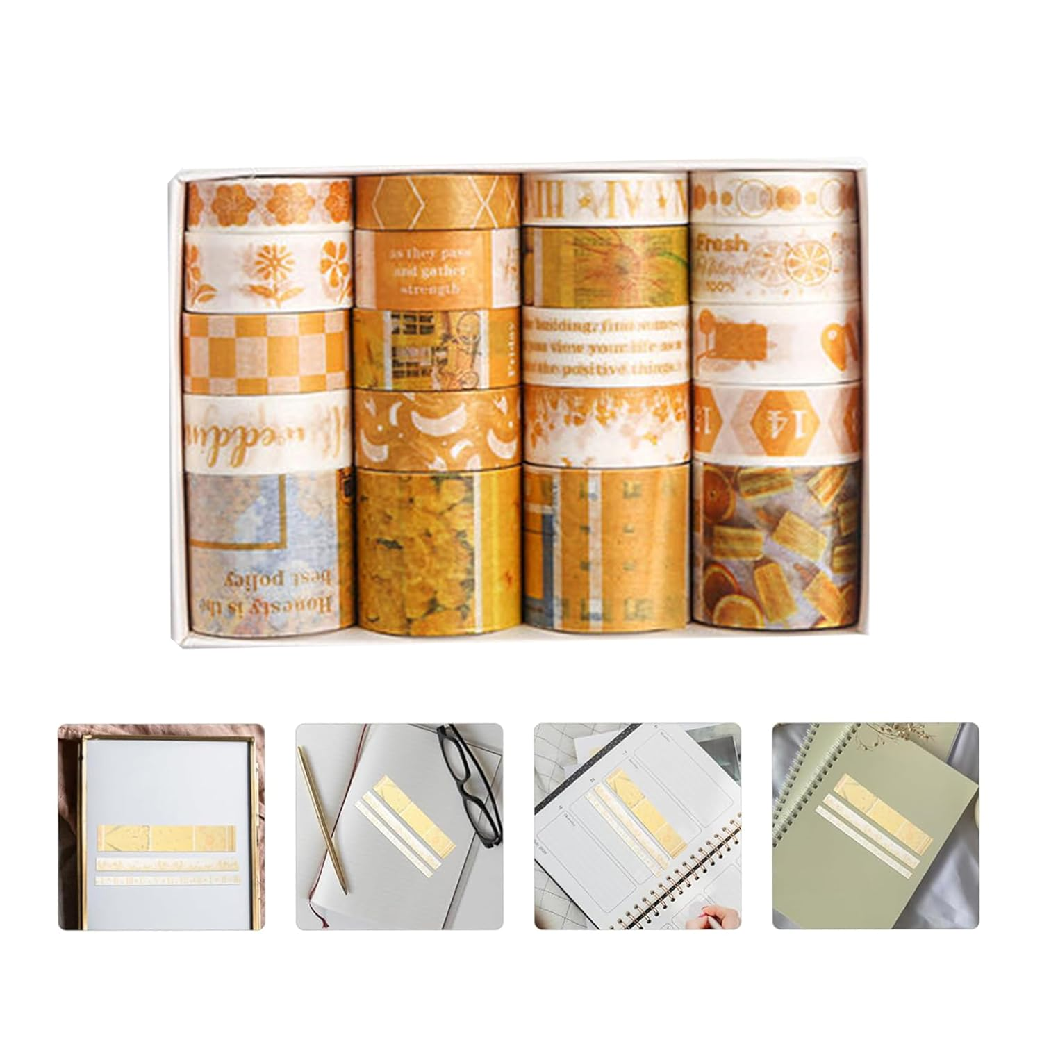 Decorative Washi Tape Set, 20 Rolls, Vintage Style for Crafts, Journals, Scrapbooks image number 5