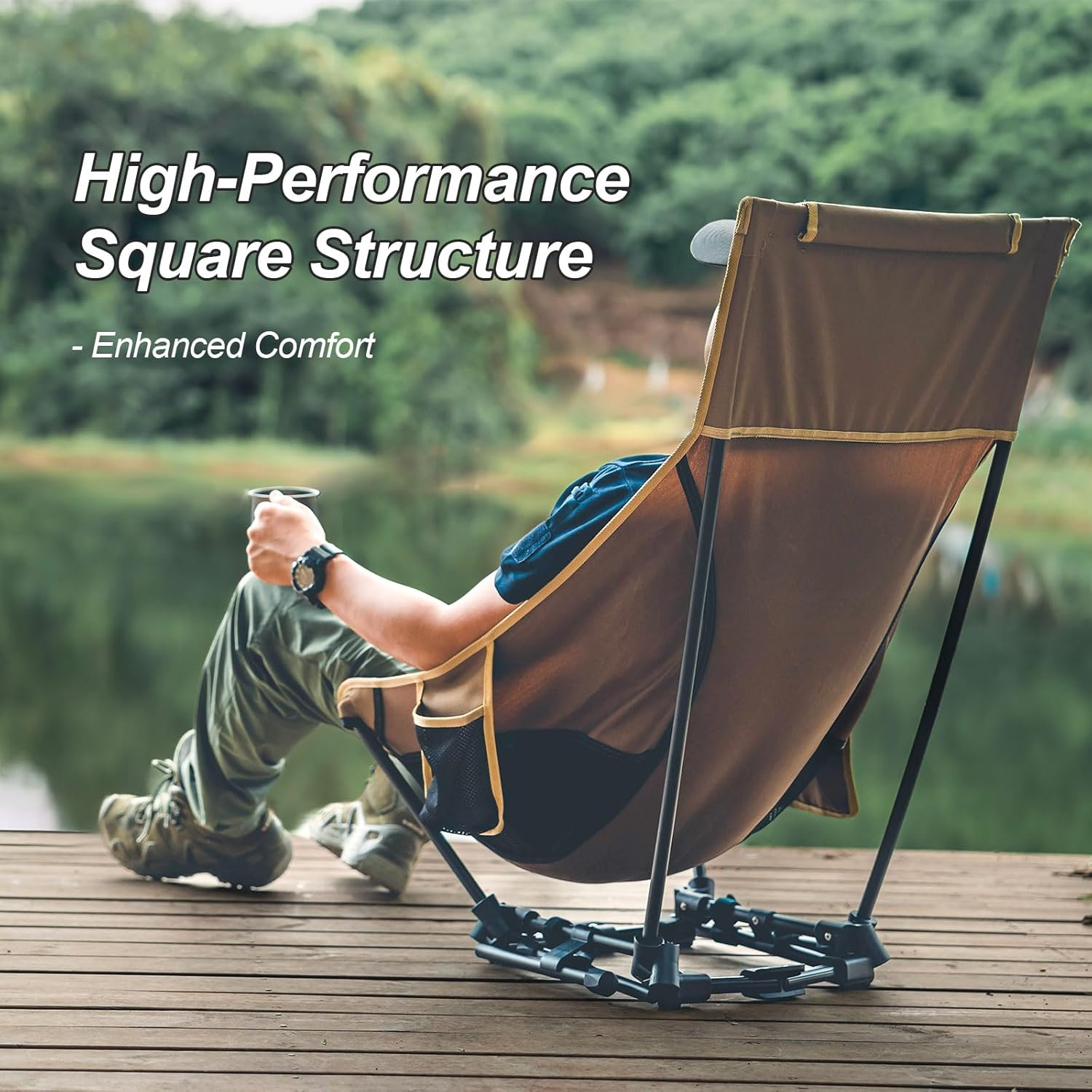 Onetigris Dragonhide Oversized Camping Chair with Pillow Design, Comfortable Widened Seat Folding, 275 Lbs Capacity image number 5