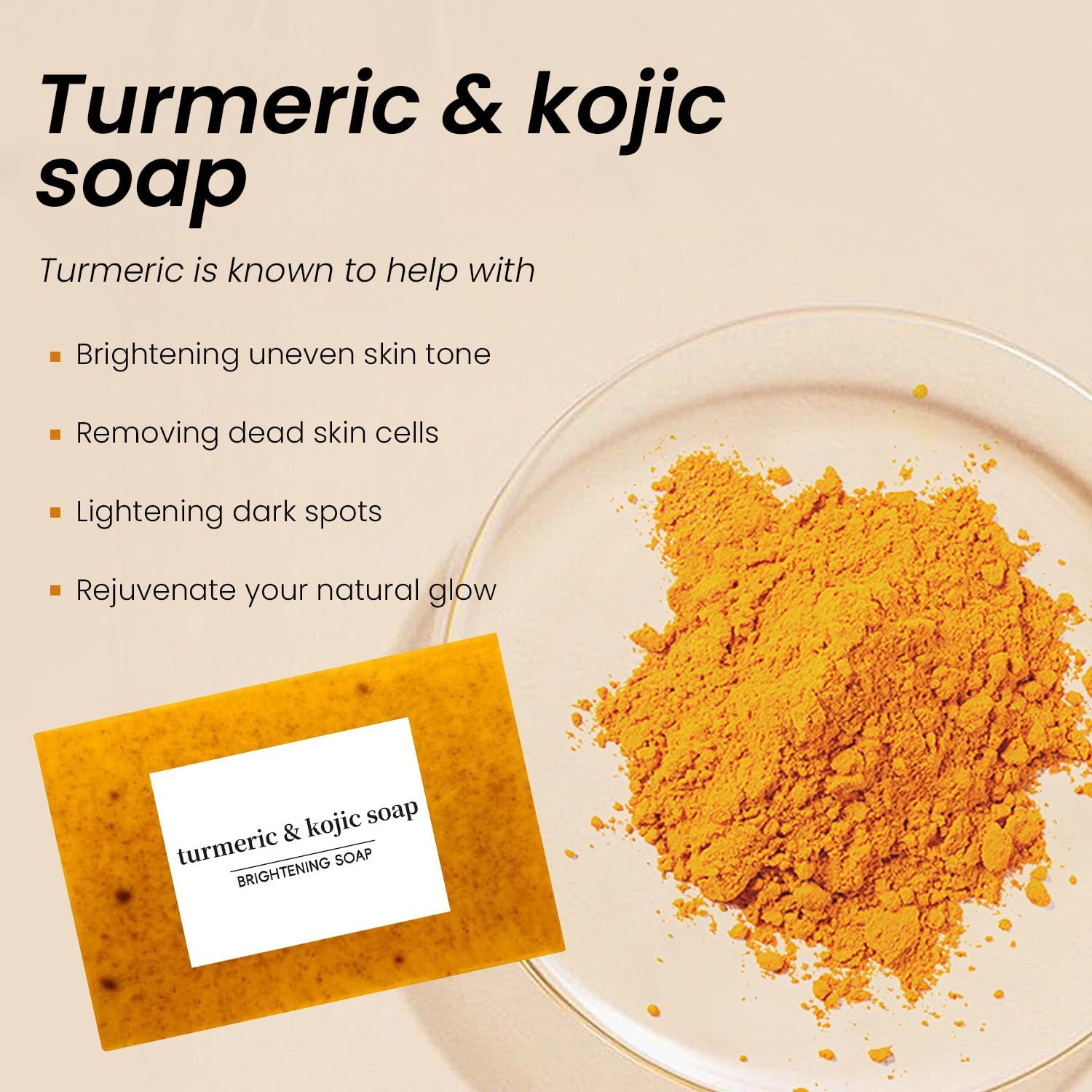 Kojic Acid and Turmeric Soap，Turmeric and Kojic Acid Soap Bar， Kojic Acid Soap, Turmeric Soap, Turmeric Kojic Acid Cleansing Soap, Turmeric Soap Bar for Face