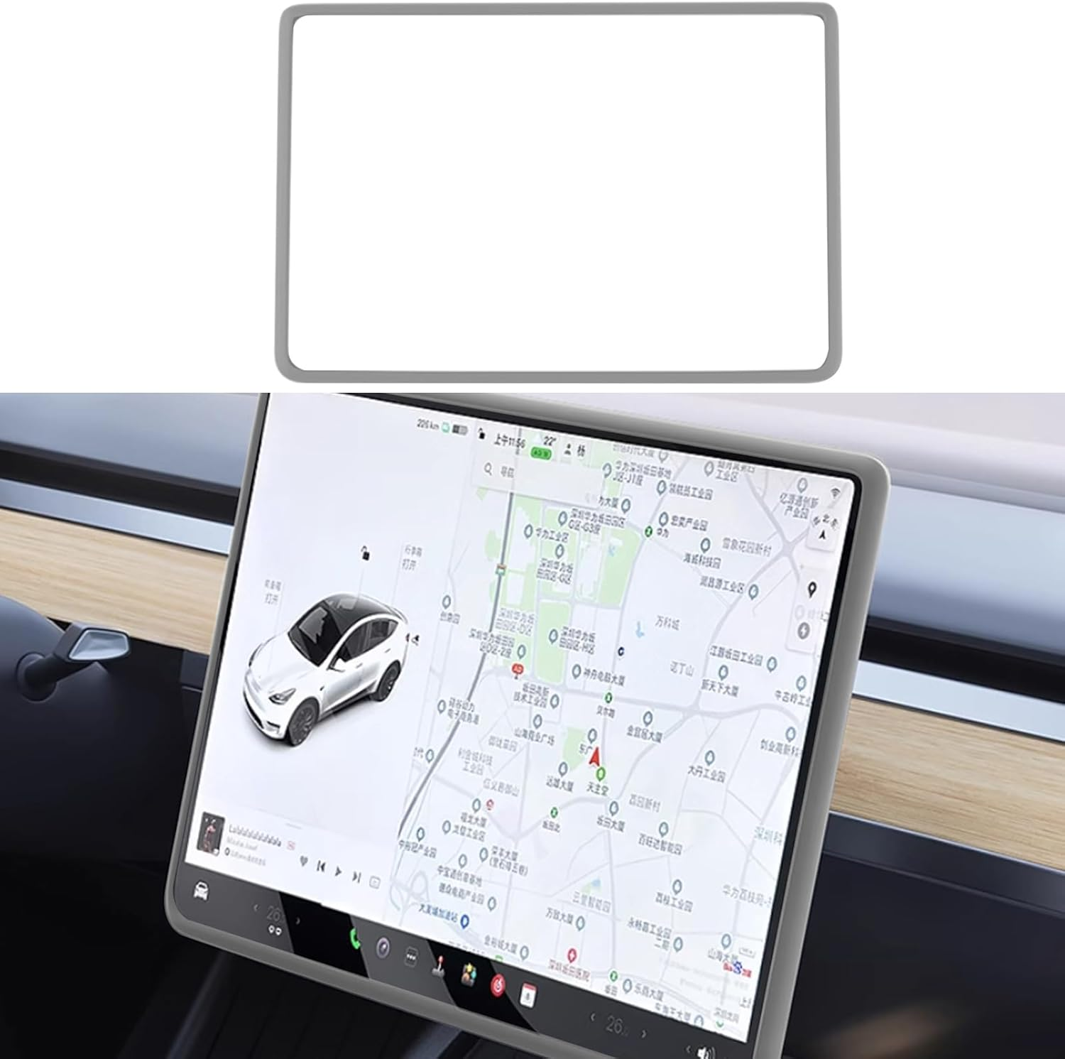 Screen Edge Protector Trim Frame Compatible with Tesla Model 3 Highland Model Y Juniper 2025 2024 2023 2022 2021 2020 Interior Center Console Cover Decor Strip Decorations Trim Accessories (Black)