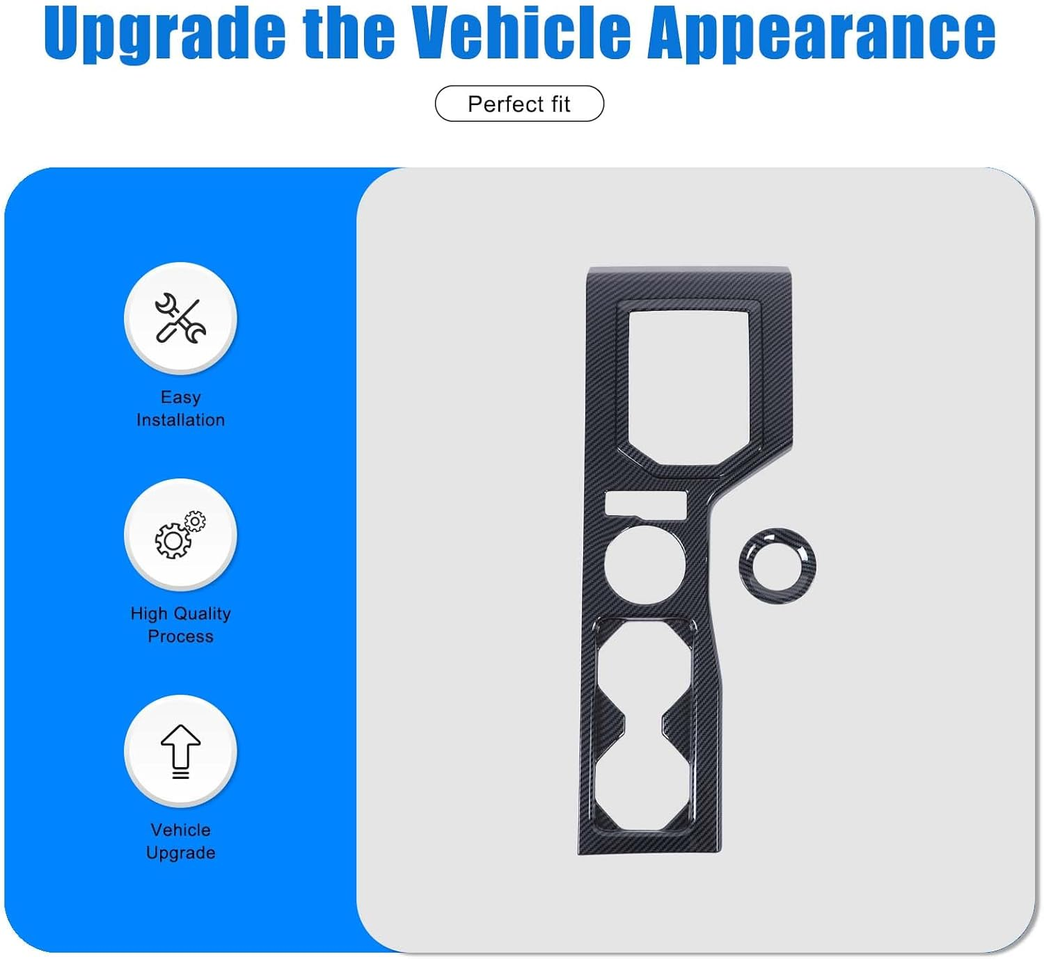 Gear Shift Panel Trim Compatible with Mitsubishi Triton 2024-2025 Accessories, Gear Shift anti Scratch Protector Cover ABS Material, RHD (Carbon Fibre Pattern) - Glossy Black image number 6