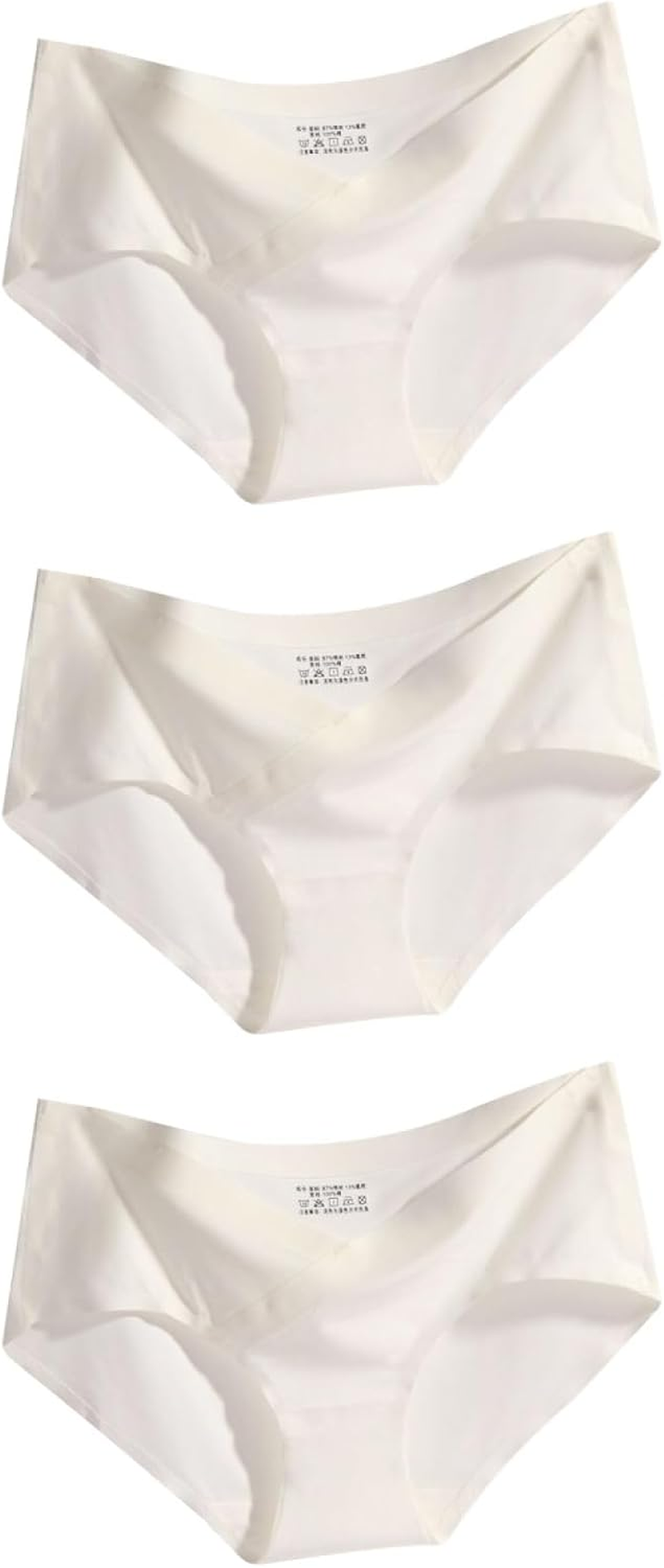 Amosfun Women'S Panty Stretch Briefs Low Waist Ice Silk Maternity Seamless Underwear 3 Pack image number 3