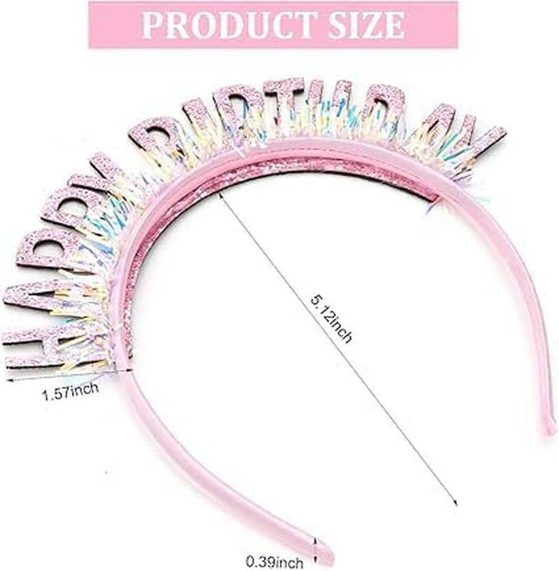 Birthday Crown Headband, Happy Birthday Headband for Women Girls, Birthday Tiara Happy Birthday Decorations, Birthday Gifts (Pink, One Size) image number 1