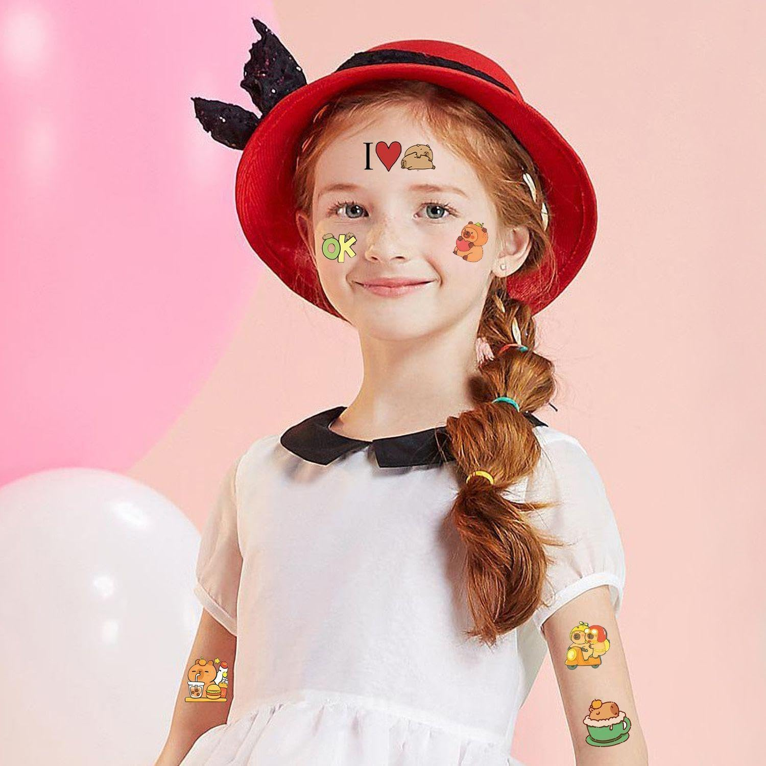 Pack of 30 Cartoon Capybar Stickers, Temporary Tattoo Stickers for Children, Waterproof Tattoo Stickers, Party Decoration, Tattoo Stickers. image number 4